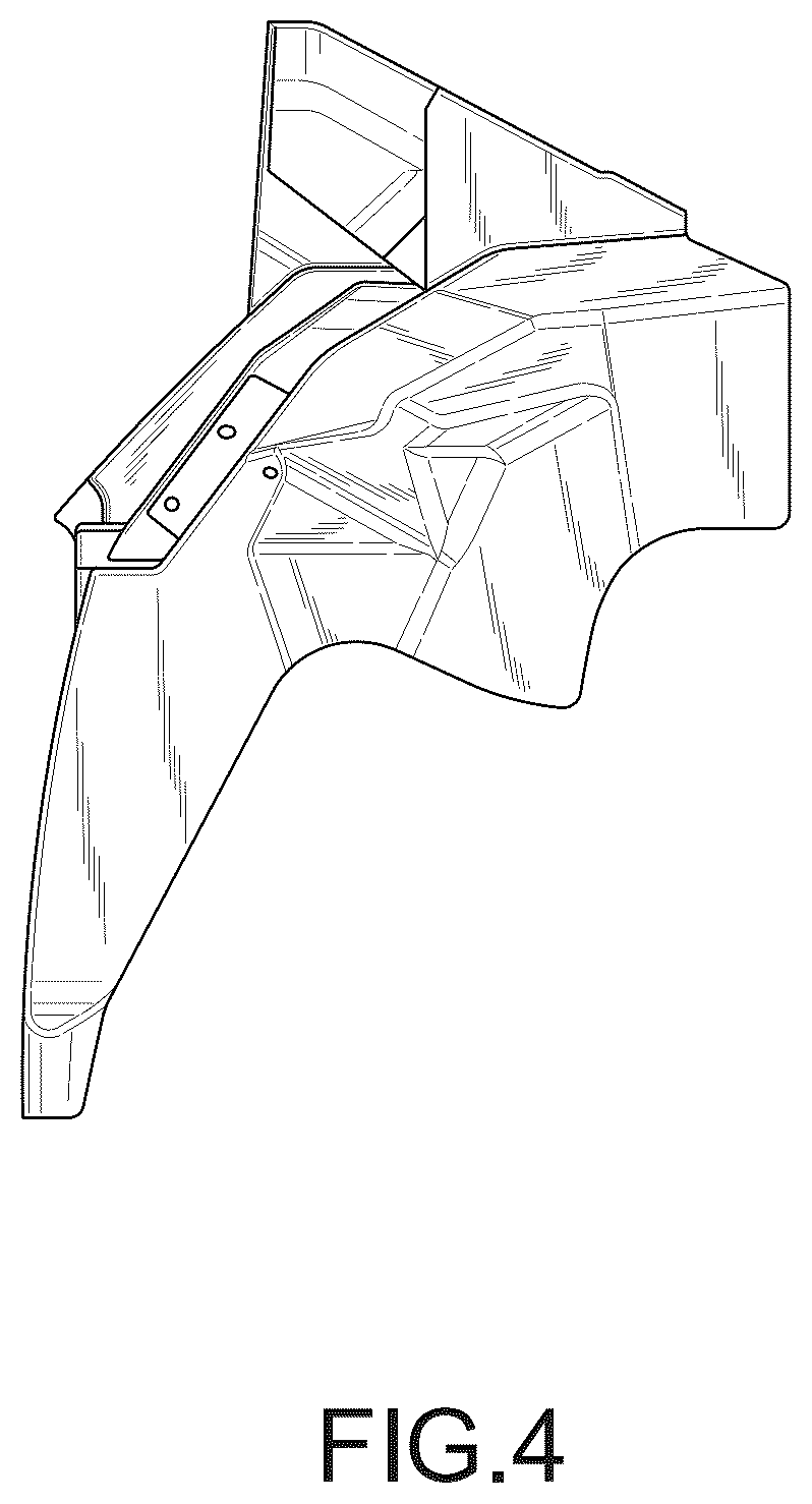 Patent USD1008137 Figure 4 – Fender extension for a truck