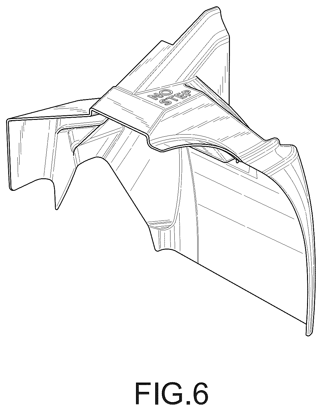 Patent USD1008137 Figure 6 – Fender extension for a truck