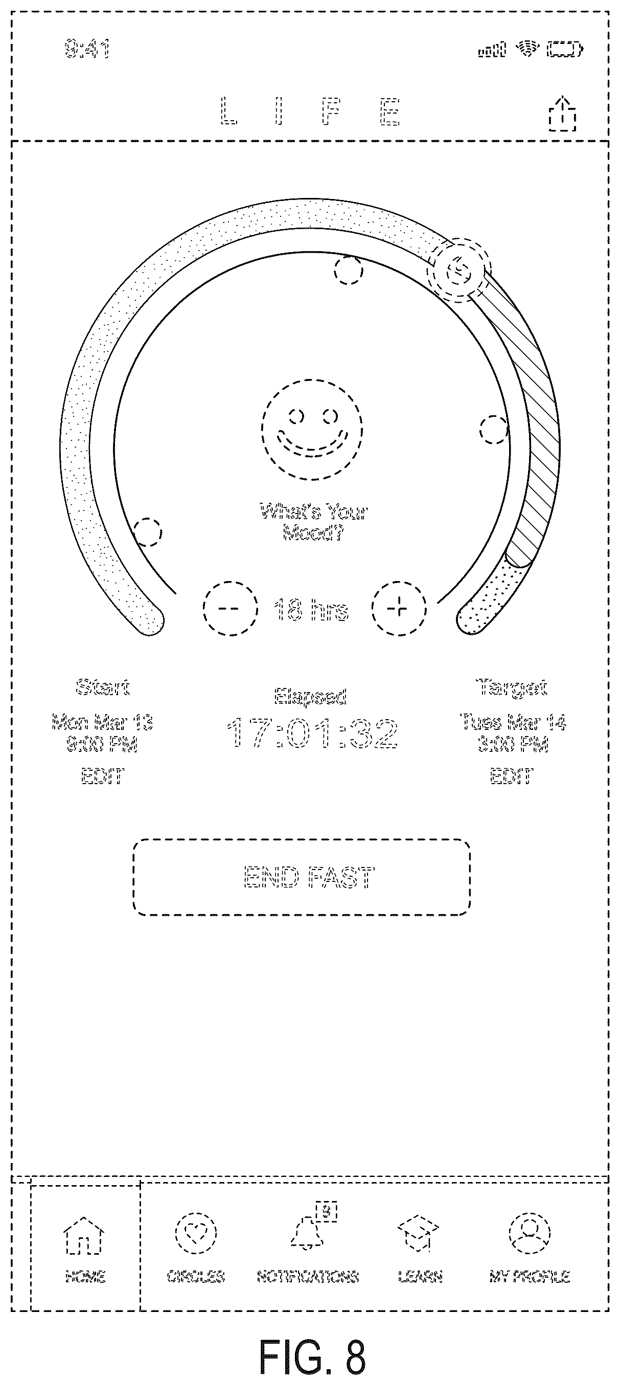 Patent USD1008283 Figure 8 – Display screen with transitional graphical user interface