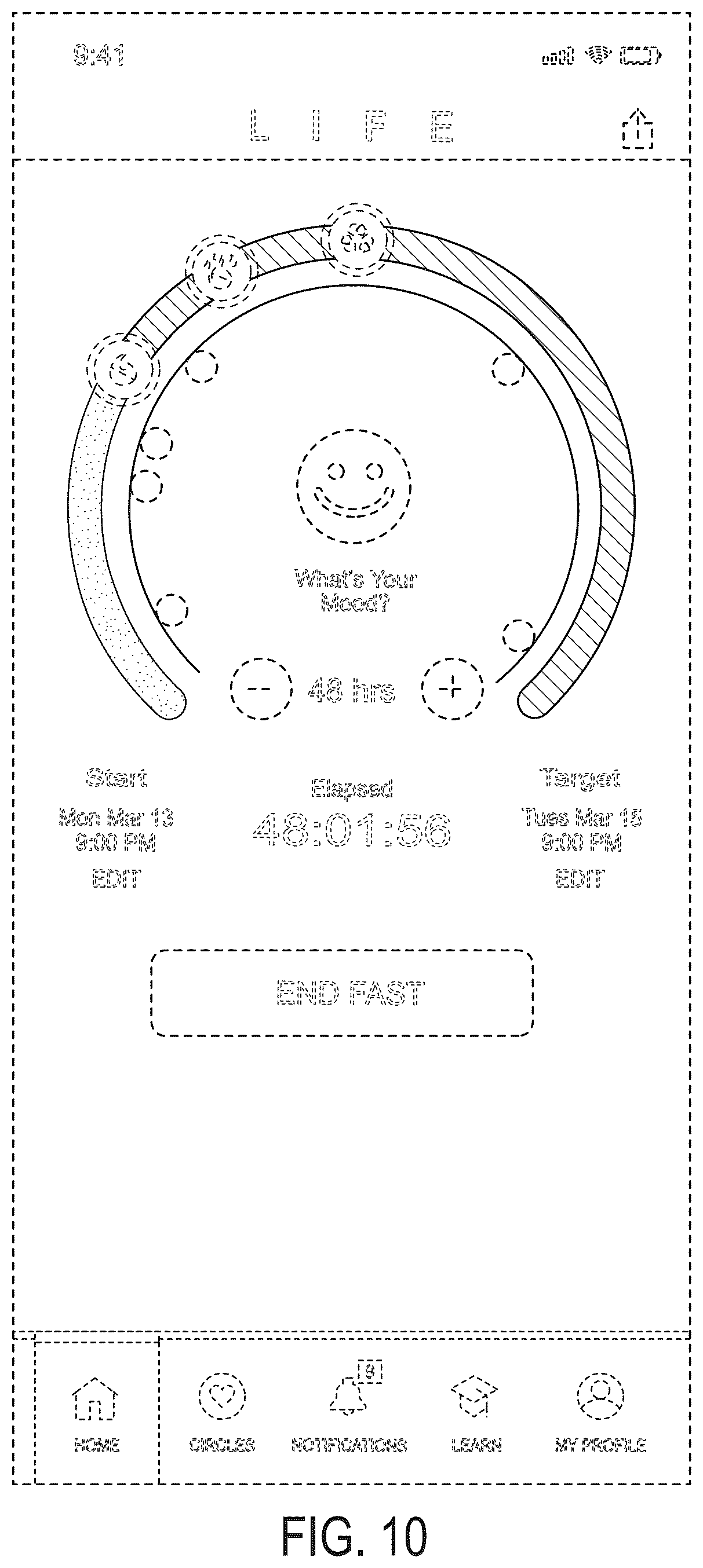 Patent USD1008283 Figure 10 – Display screen with transitional graphical user interface