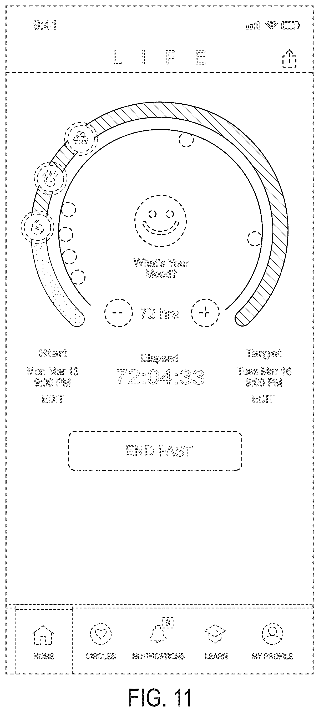 Patent USD1008283 Figure 11 – Display screen with transitional graphical user interface