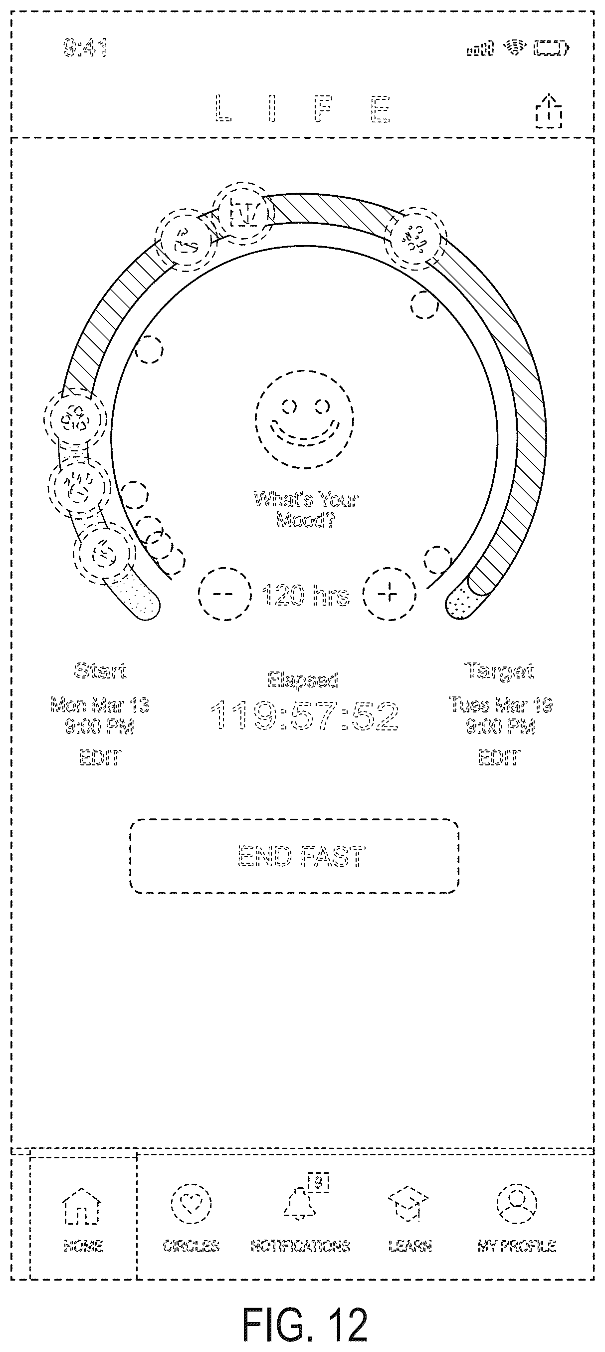Patent USD1008283 Figure 12 – Display screen with transitional graphical user interface