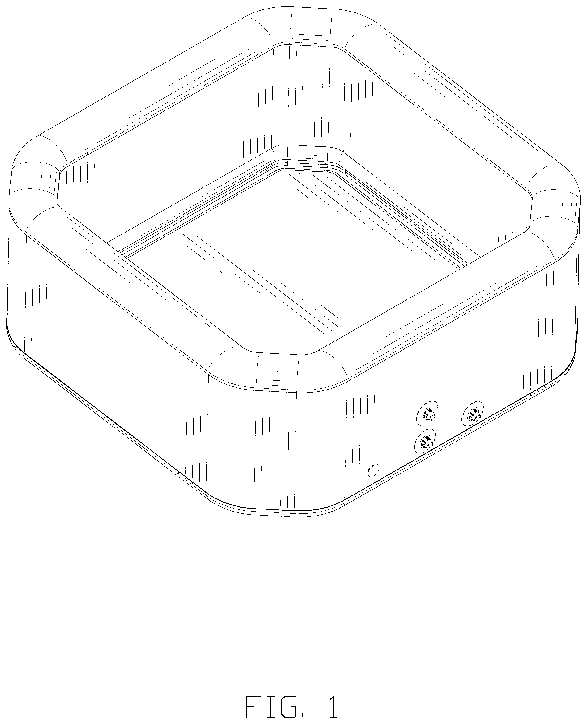 Patent USD1008398 Figure 1 – Square inflatable pool