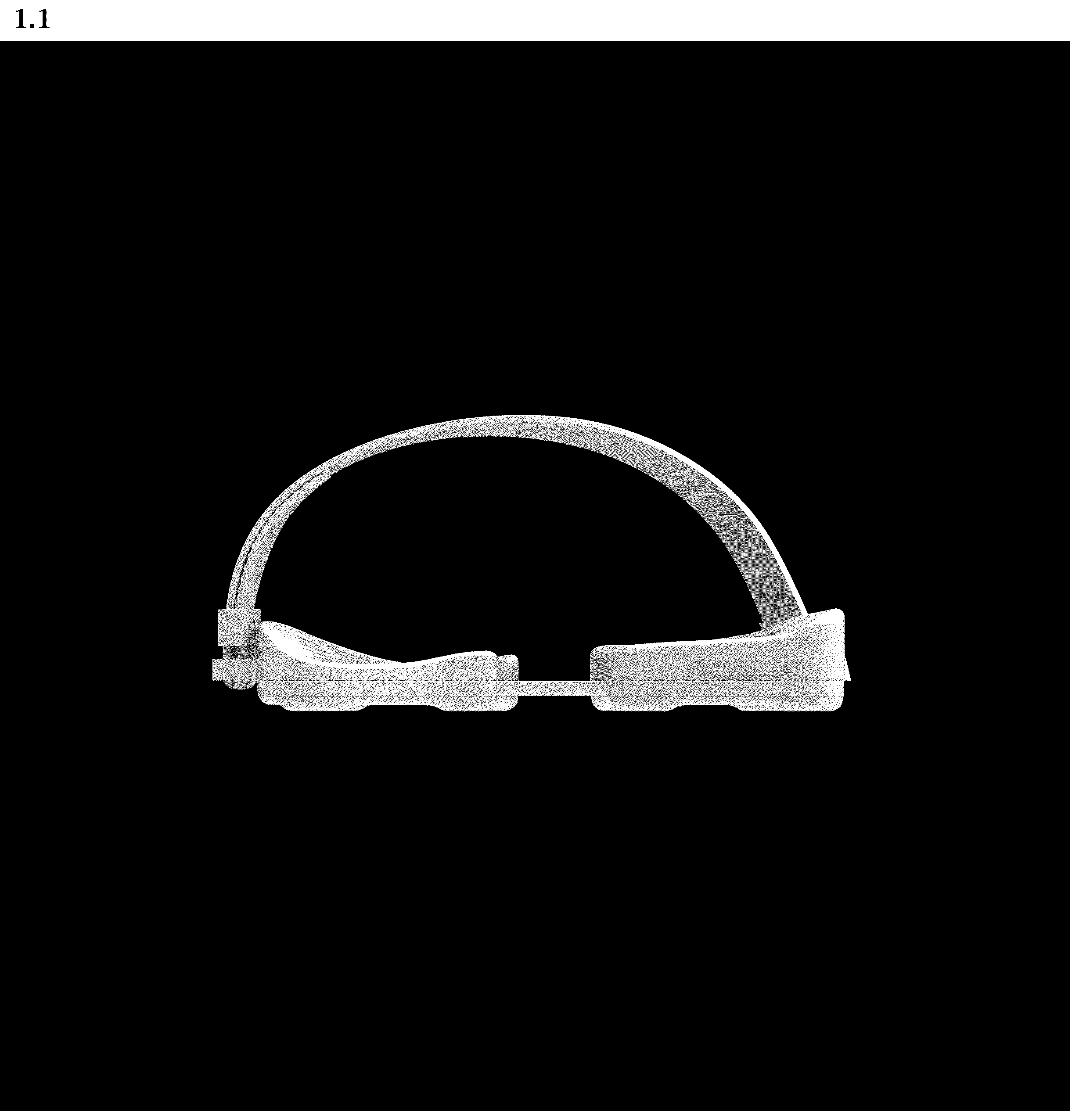 Patent USD1008470 Figure 1 – Ergonomic wrist rest with magnetic strap