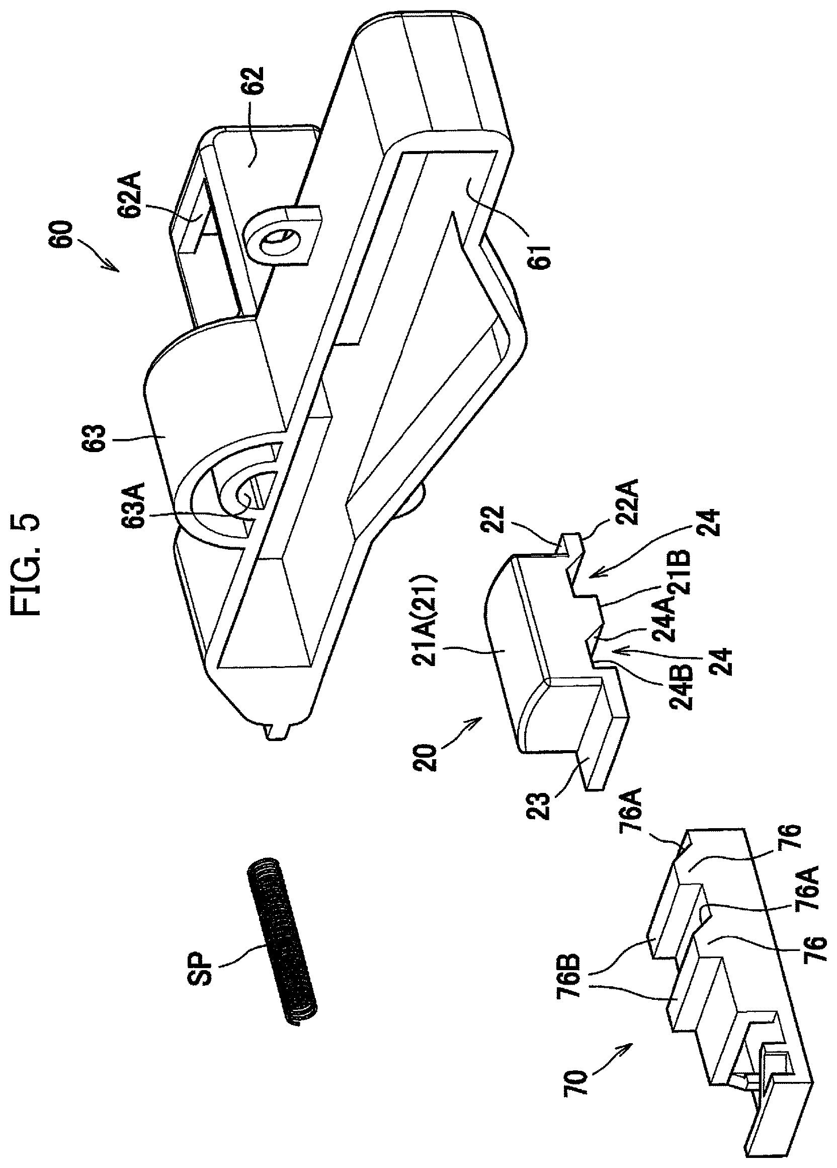 Patent USRE049689 Figure 5 – Developing cartridge capable of releasing meshing between gear and rack gear