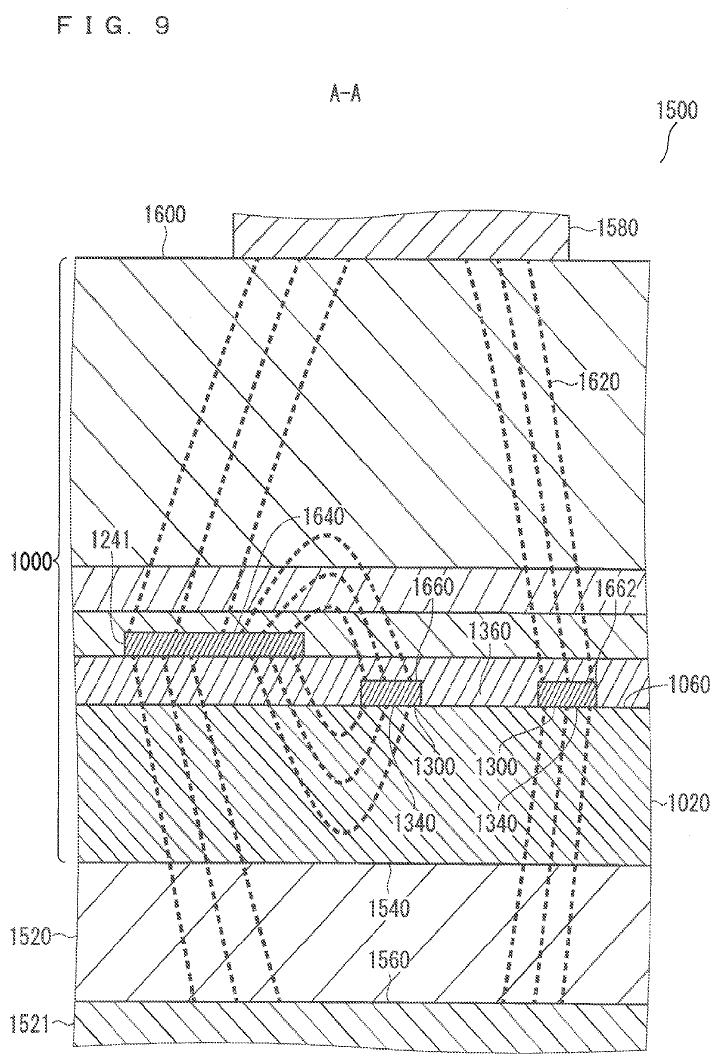 Patent USRE049690 Figure 9 – Touch screen with electrodes including linear and branched portions