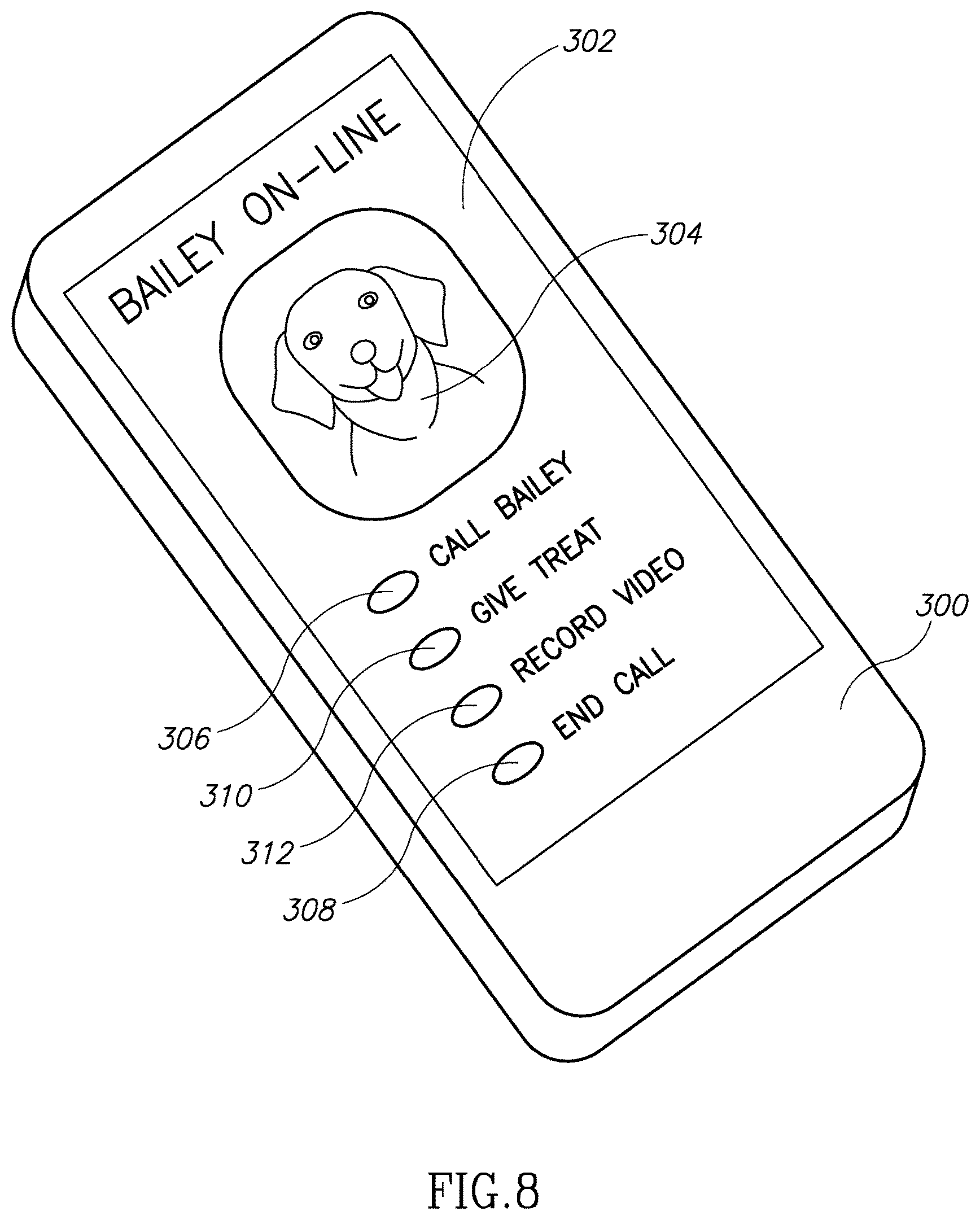 Patent USRE049696 Figure 8 – Internet canine communication device and method