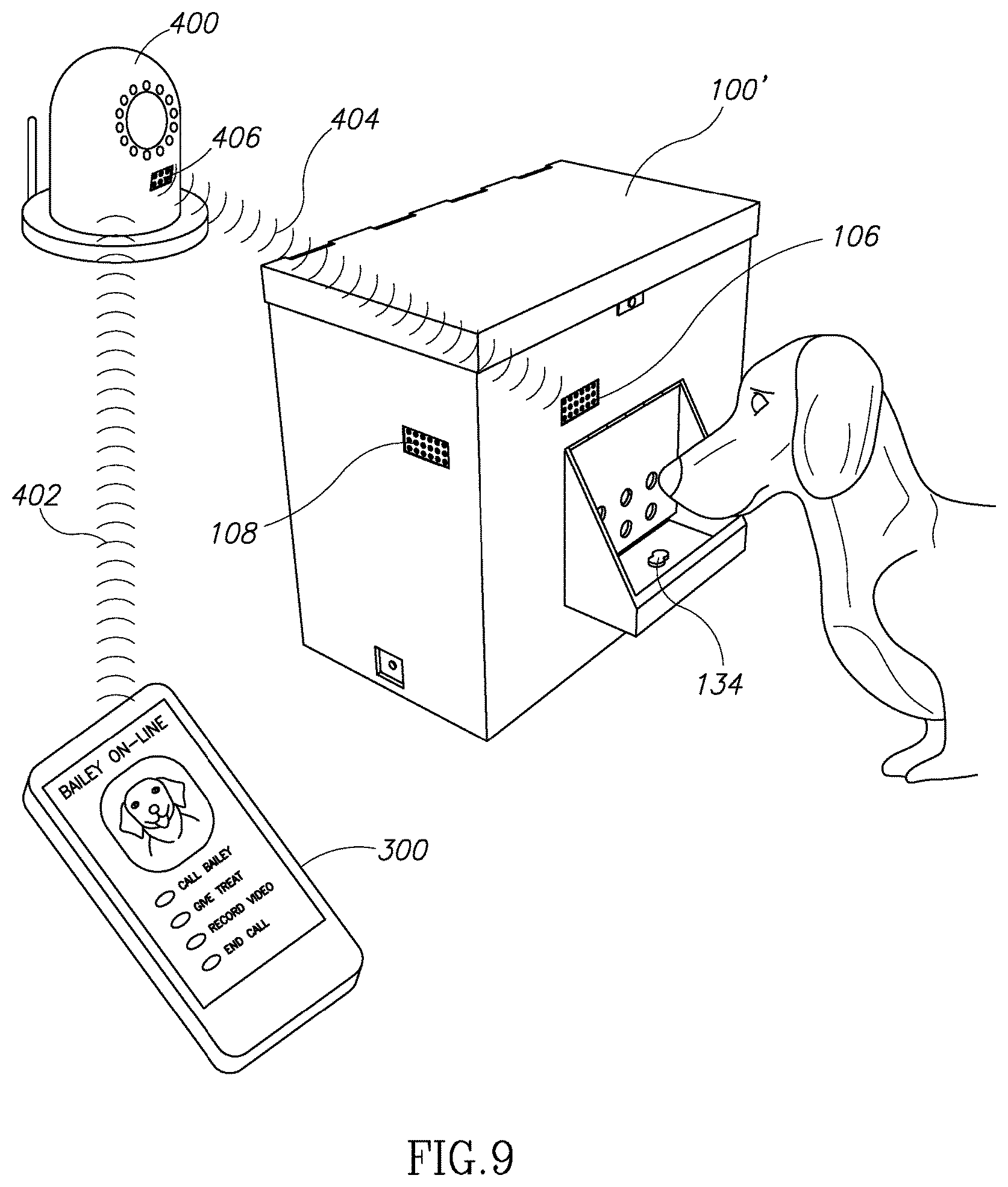 Patent USRE049696 Figure 9 – Internet canine communication device and method