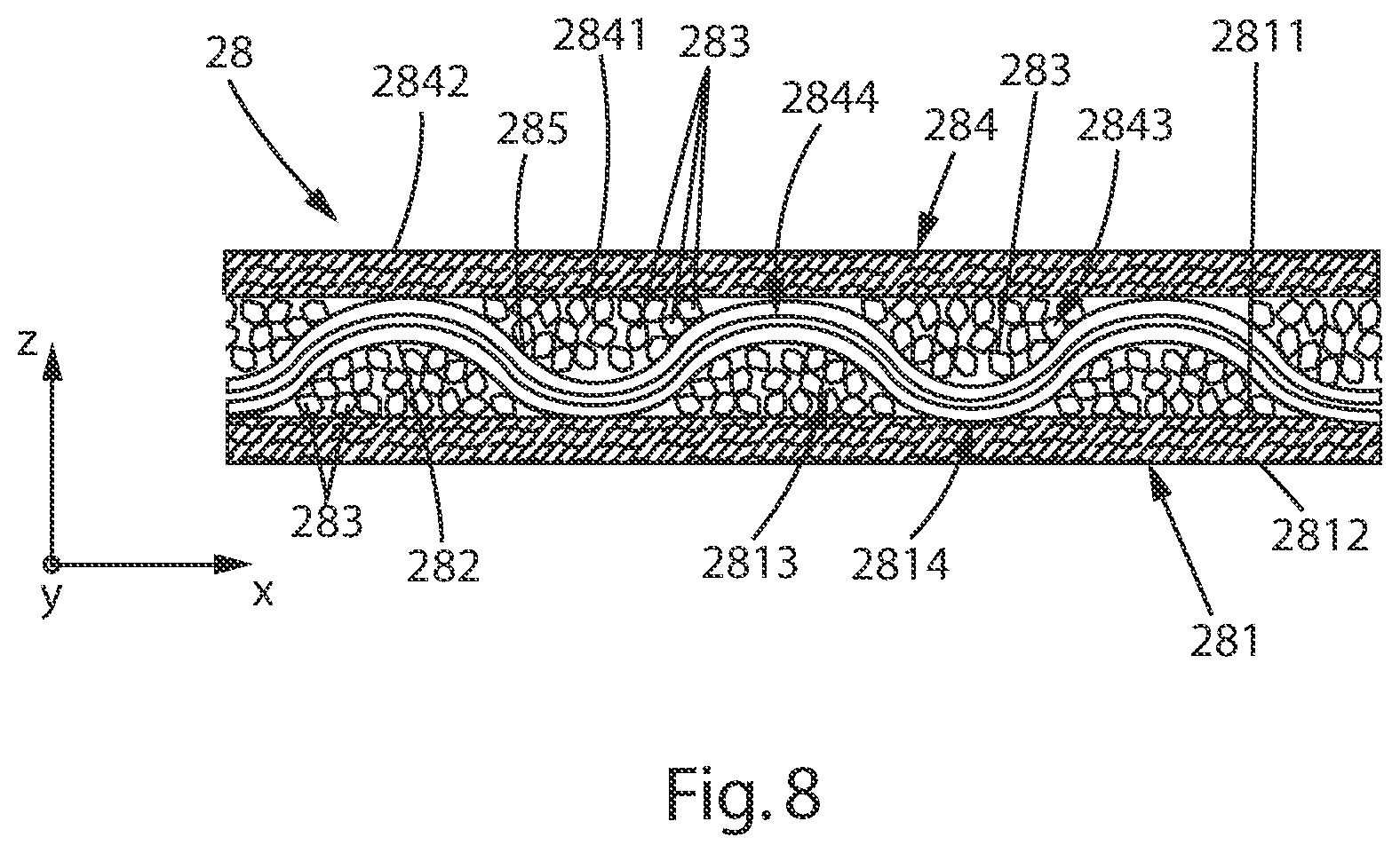 Patent US12090032 Figure 6 – Absorbent article with a waistband and leg cuffs having gathers