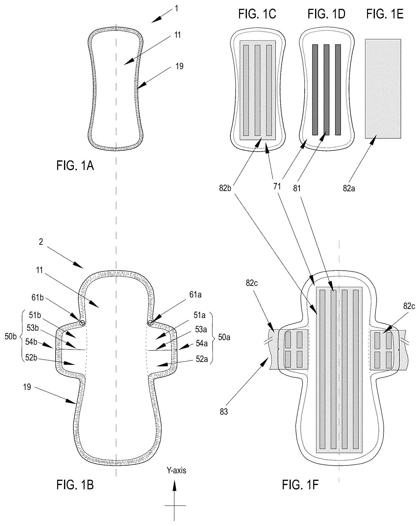 Patent US12090033 Figure 1 – System of pantiliners and menstrual pads
