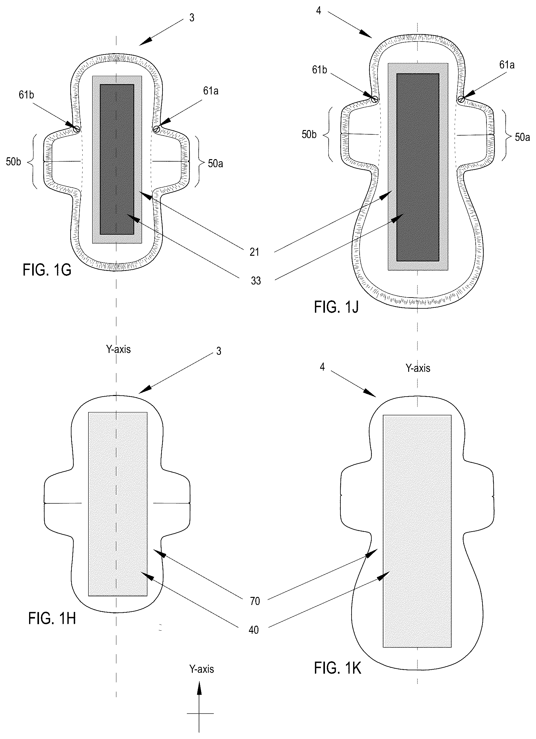 Patent US12090033 Figure 2 – System of pantiliners and menstrual pads