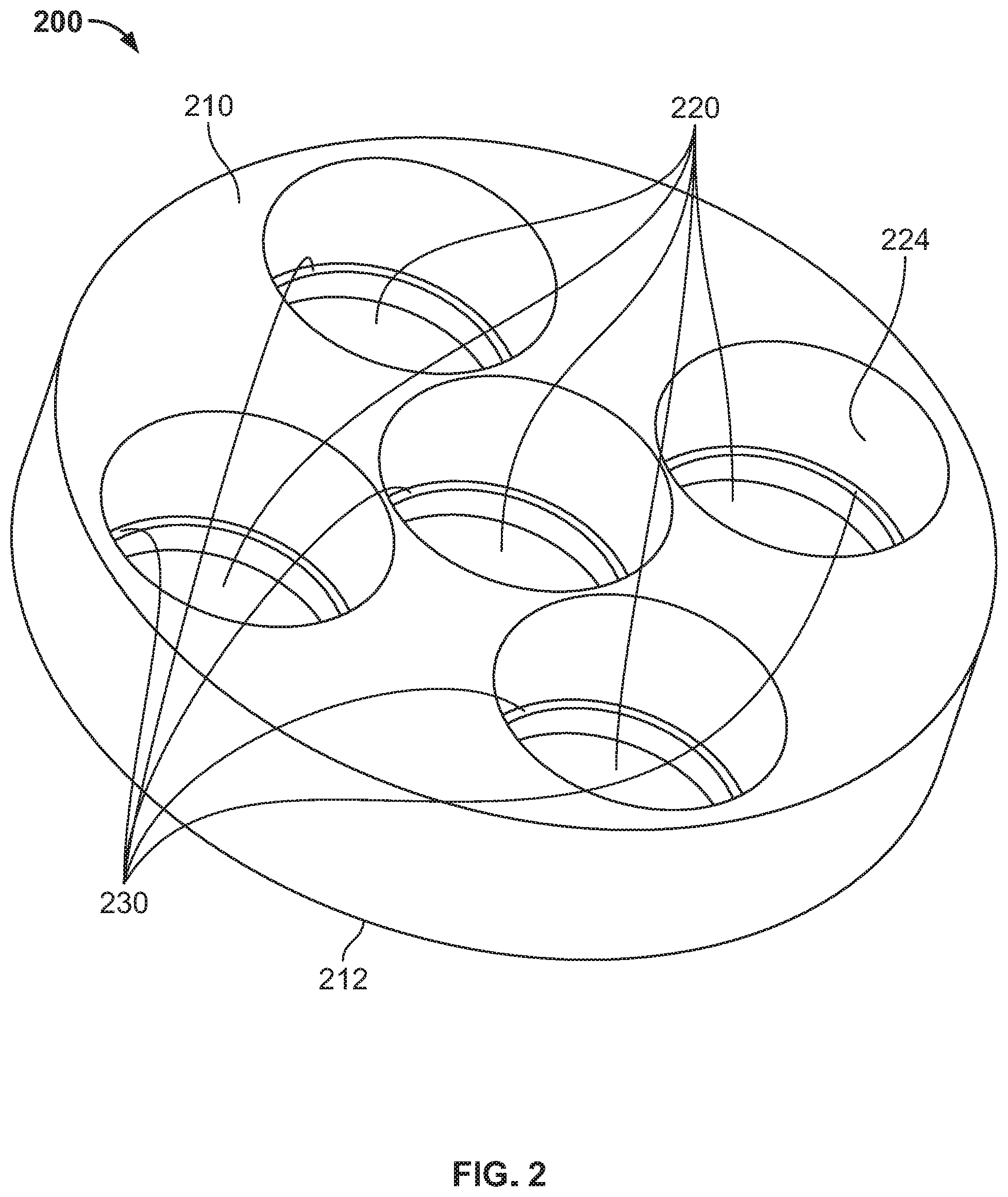 Patent US12090056 Figure 2 – Multi-stage additive manufacturing process with inserts