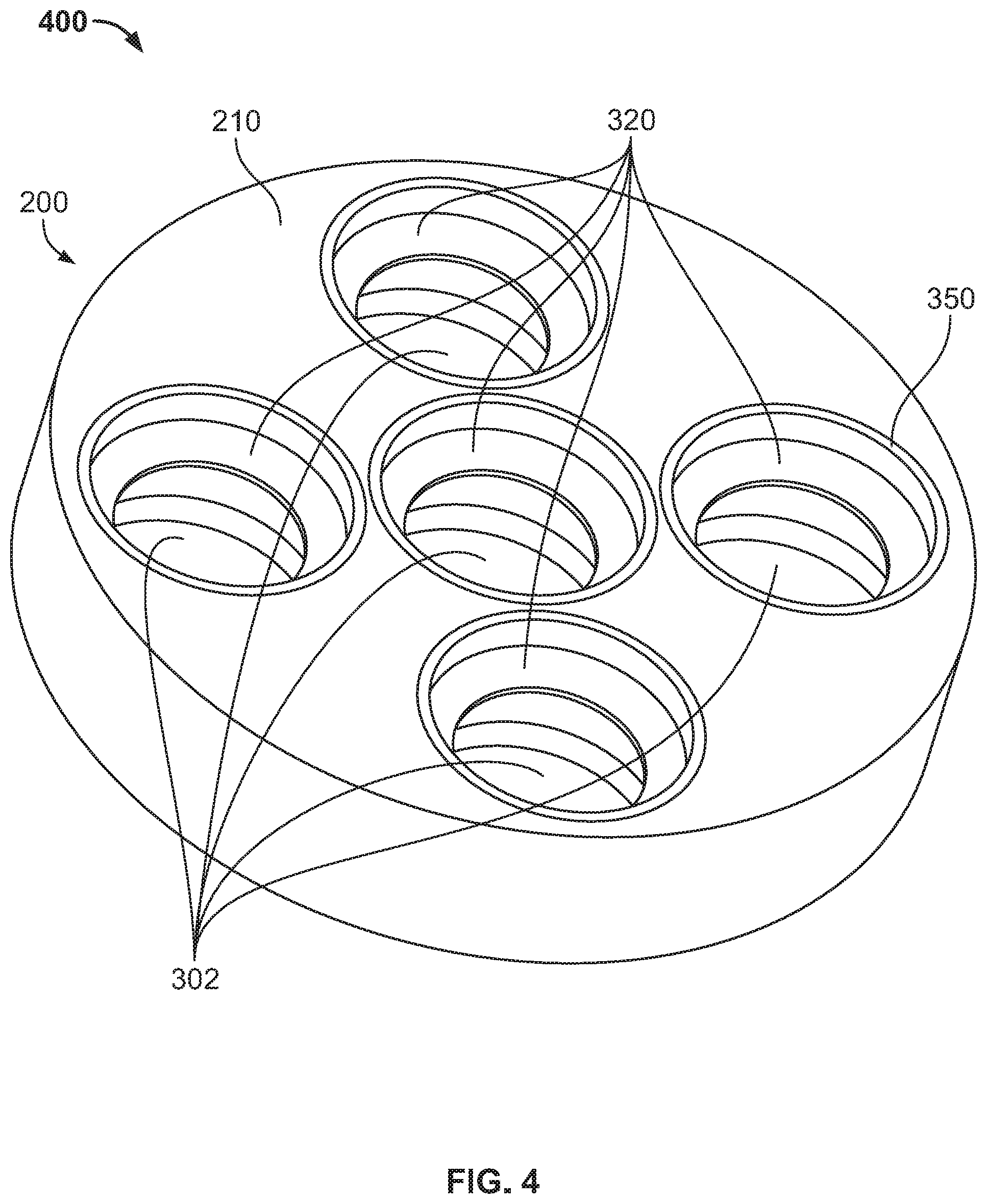 Patent US12090056 Figure 4 – Multi-stage additive manufacturing process with inserts