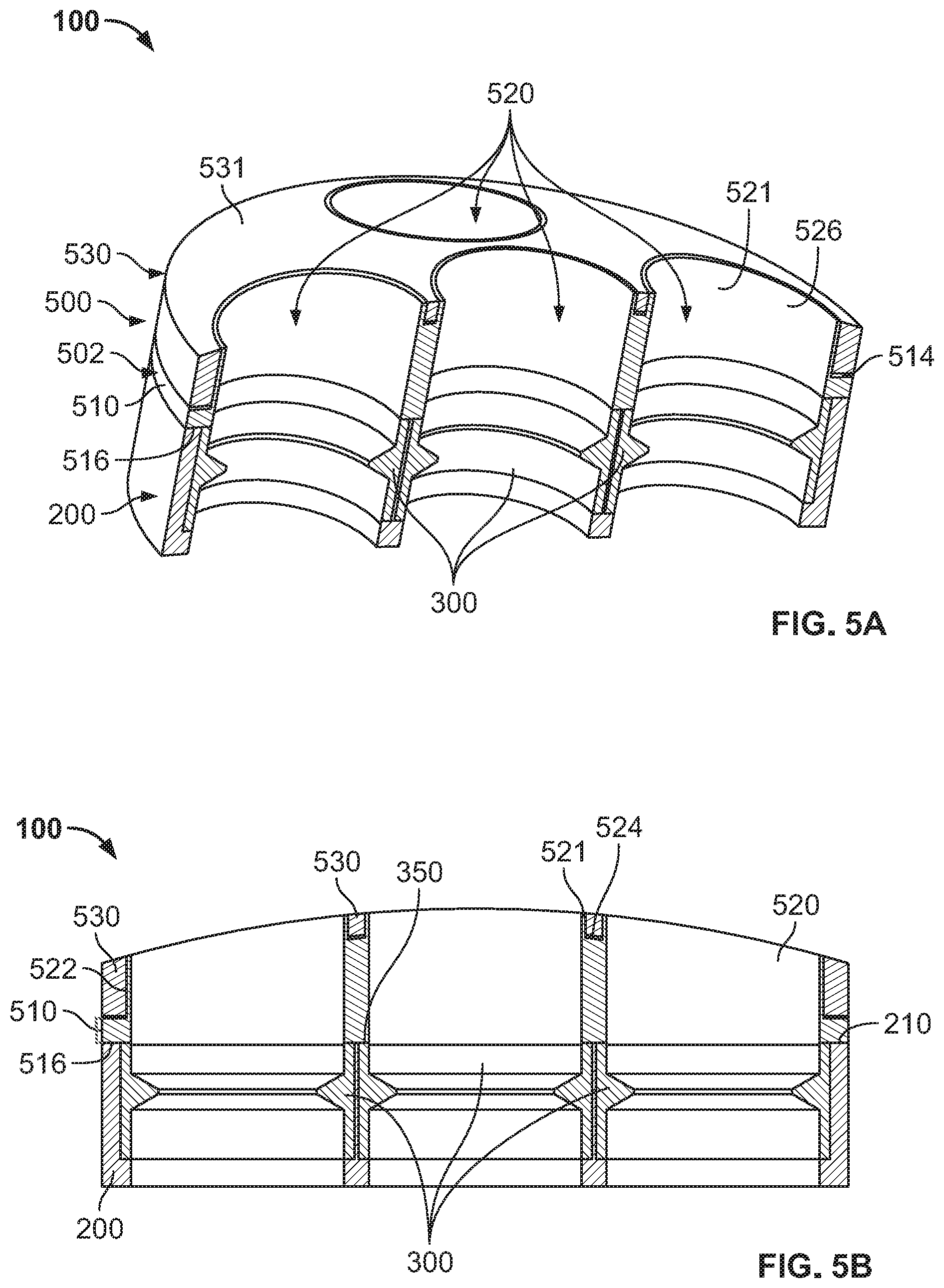 Patent US12090056 Figure 5 – Multi-stage additive manufacturing process with inserts