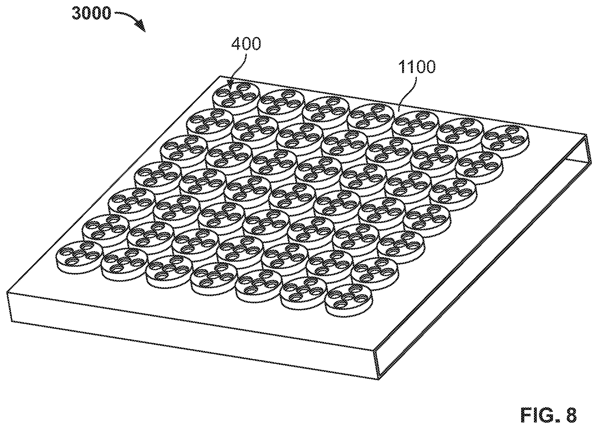 Patent US12090056 Figure 8 – Multi-stage additive manufacturing process with inserts