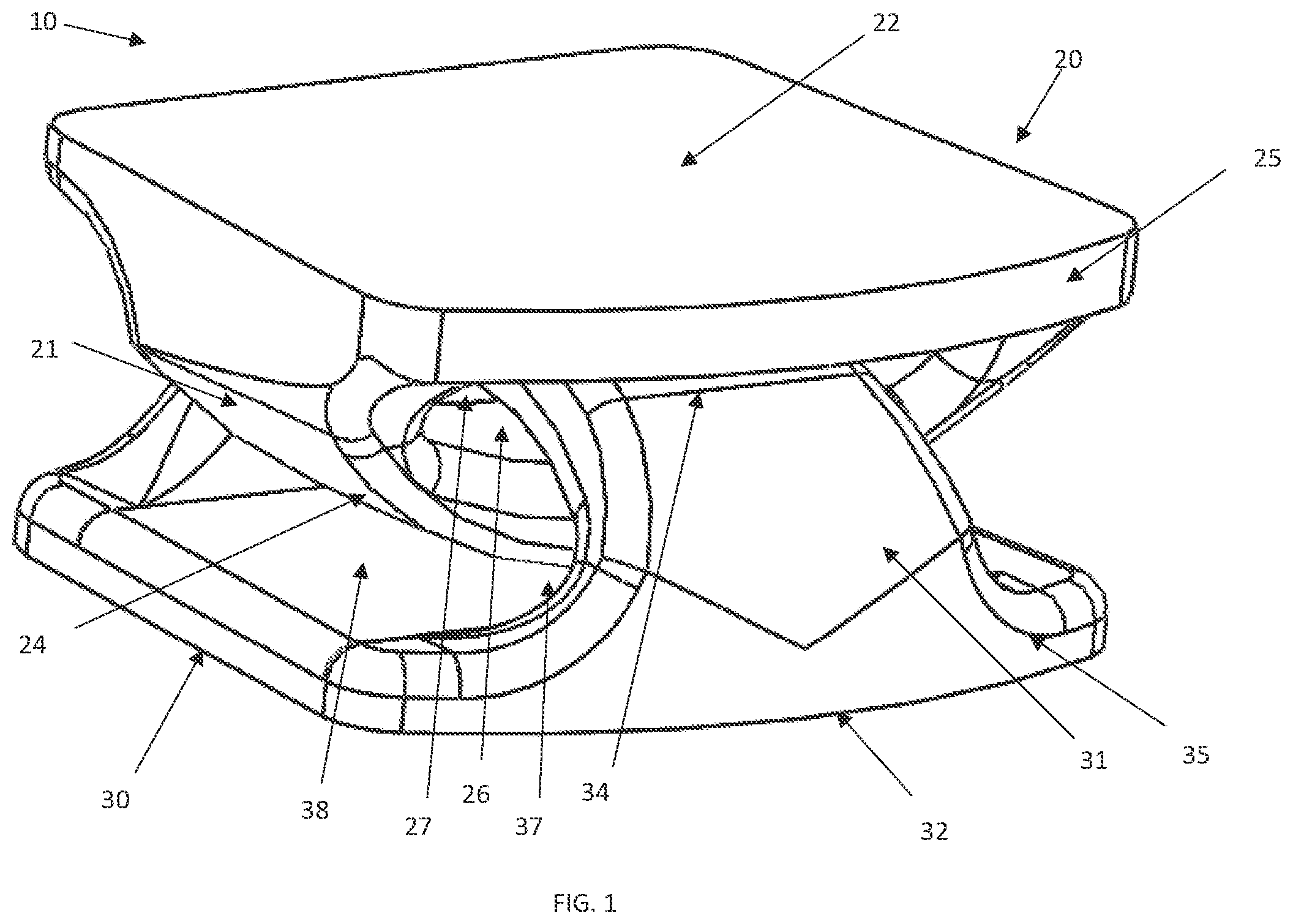 Patent US12090059 Figure 1 – Interlocking spinal disc prosthetic