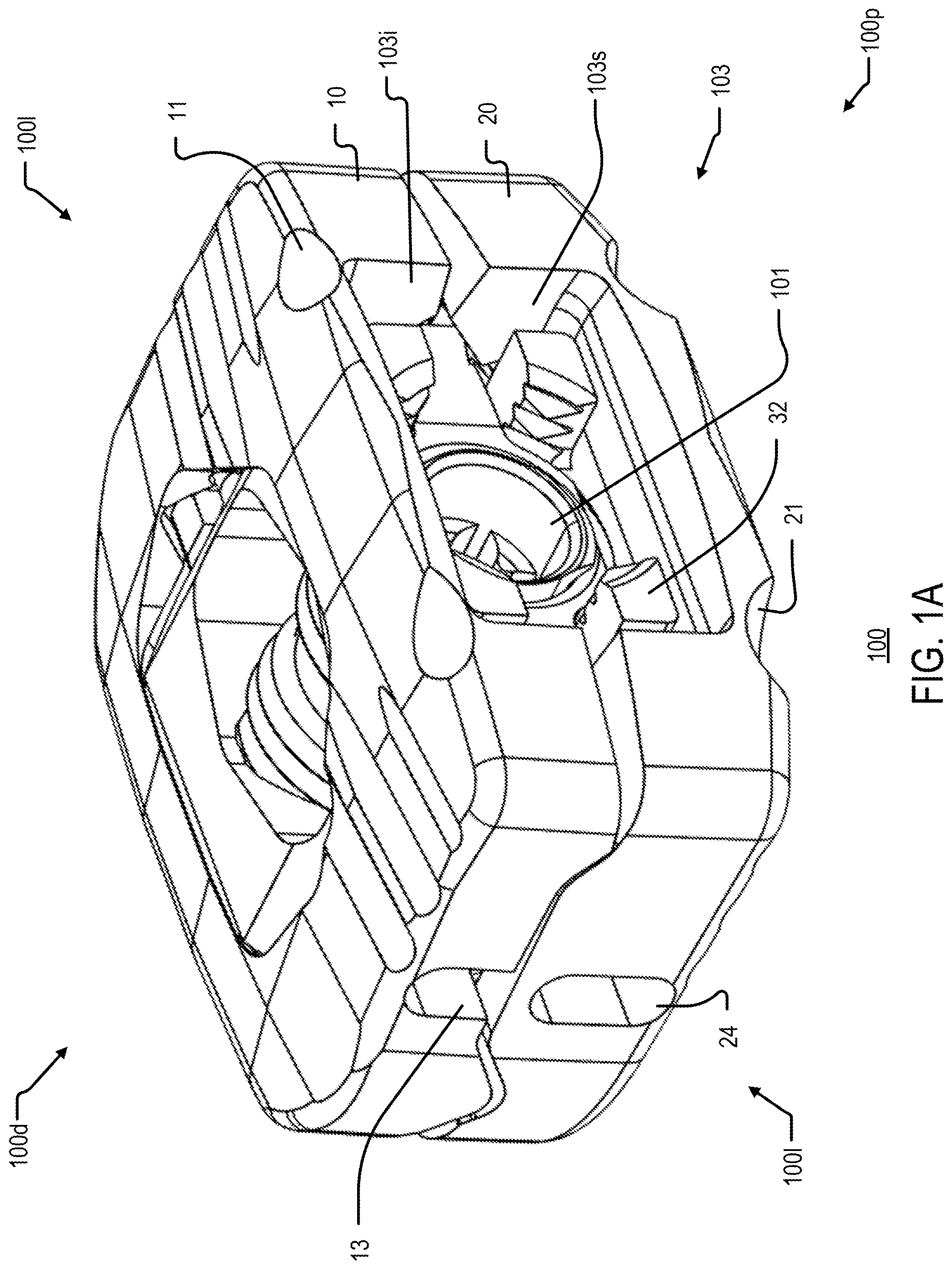 Patent US12090061 Figure 1 – Dual wedge expandable implant with eyelets, system, and method of use