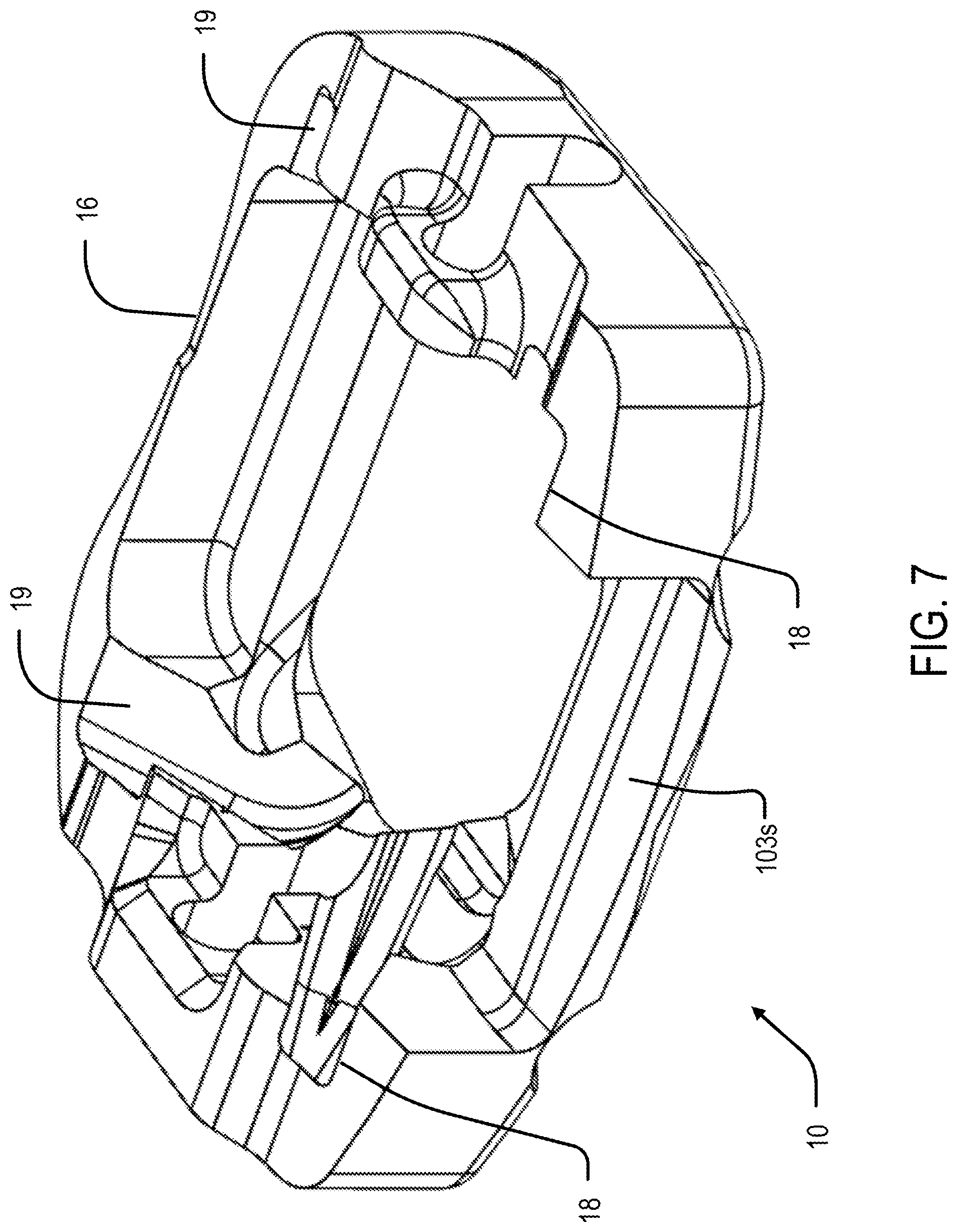 Patent US12090061 Figure 8 – Dual wedge expandable implant with eyelets, system, and method of use