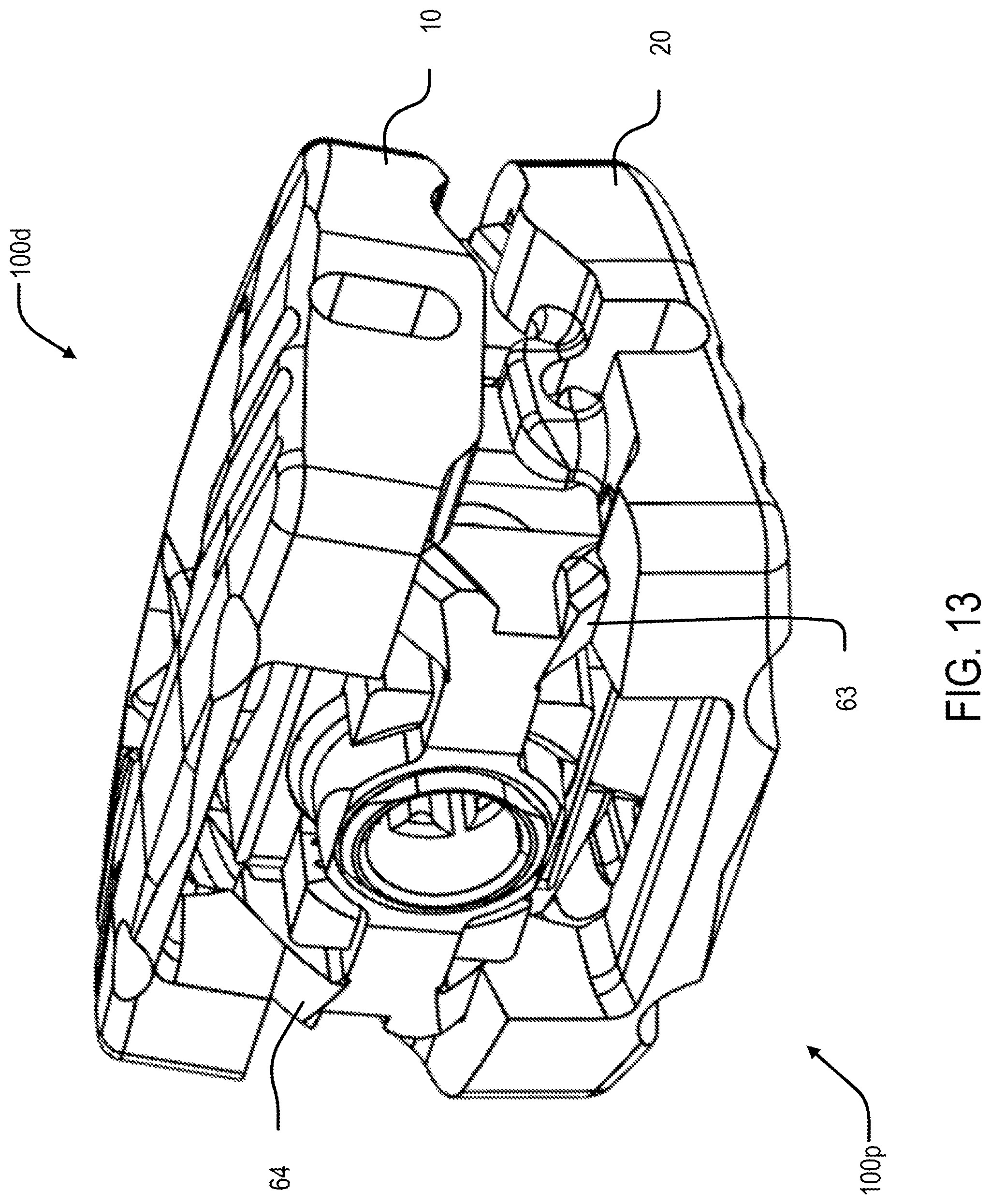 Patent US12090061 Figure 14 – Dual wedge expandable implant with eyelets, system, and method of use