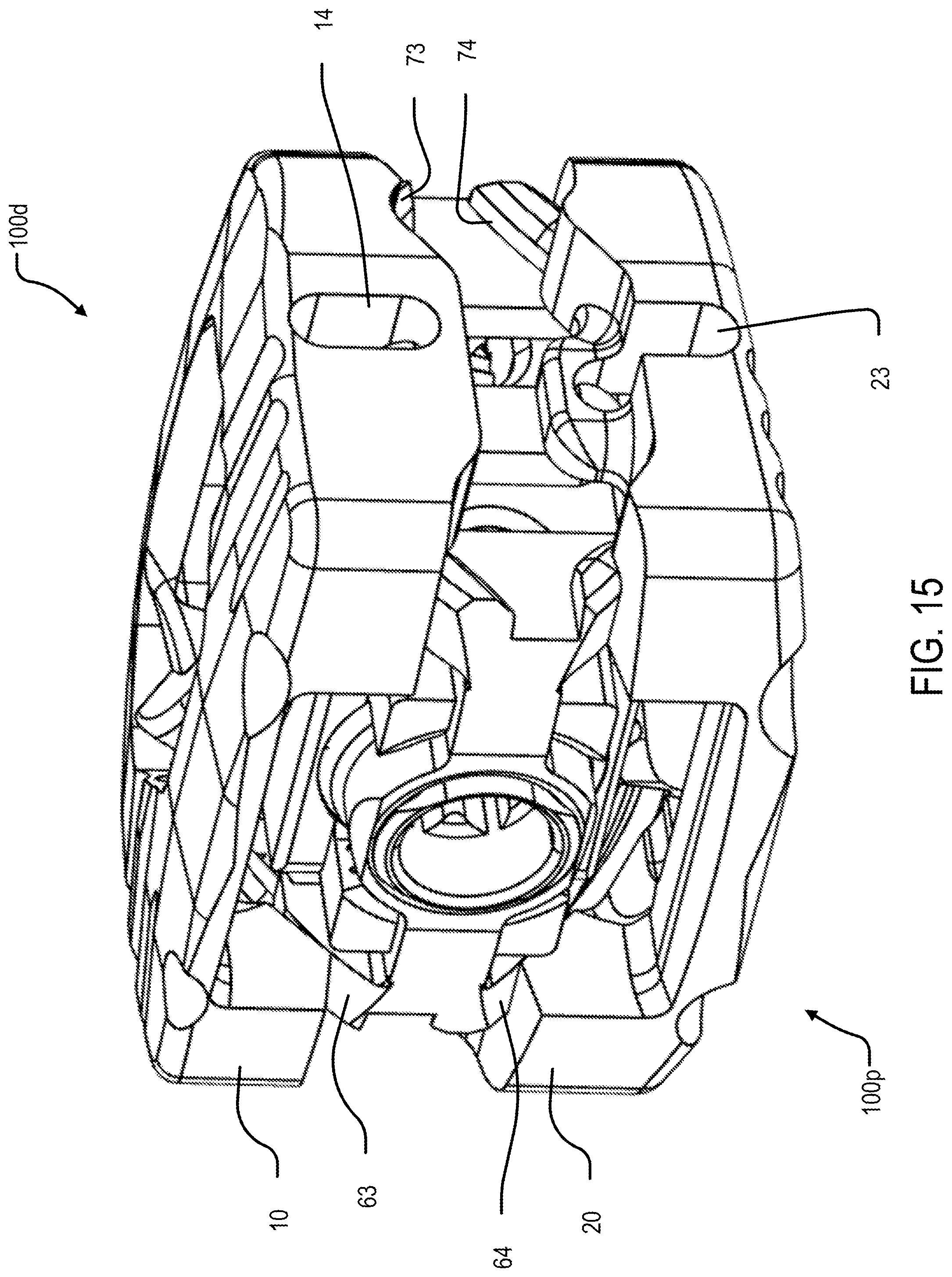 Patent US12090061 Figure 16 – Dual wedge expandable implant with eyelets, system, and method of use
