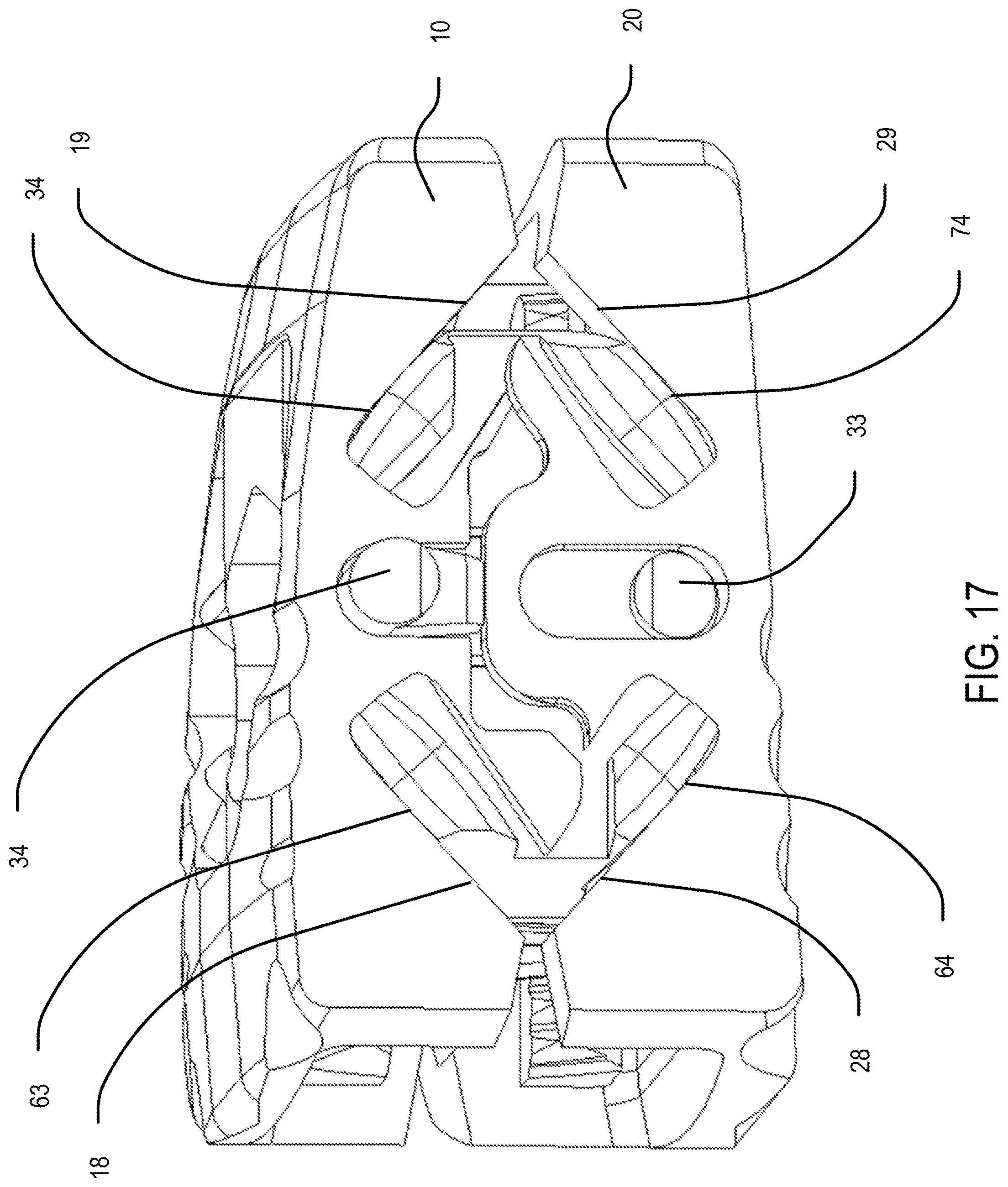 Patent US12090061 Figure 18 – Dual wedge expandable implant with eyelets, system, and method of use