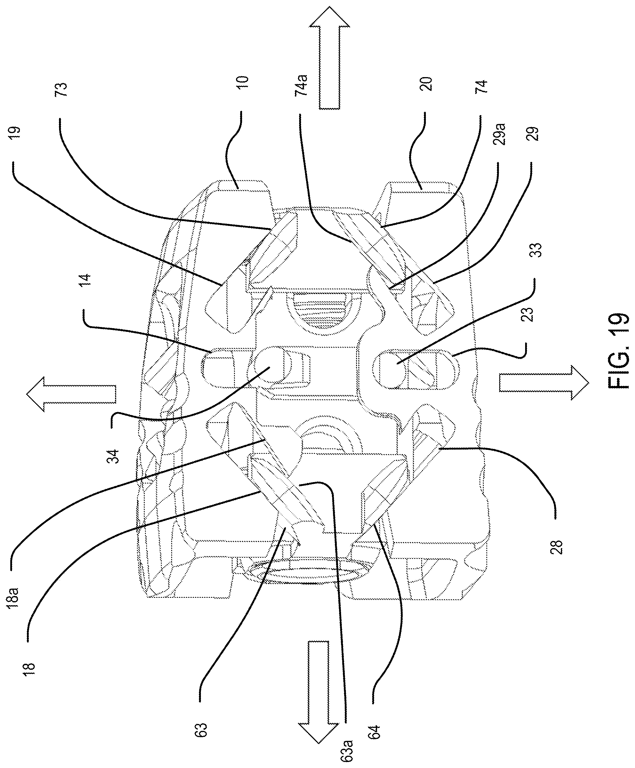 Patent US12090061 Figure 20 – Dual wedge expandable implant with eyelets, system, and method of use