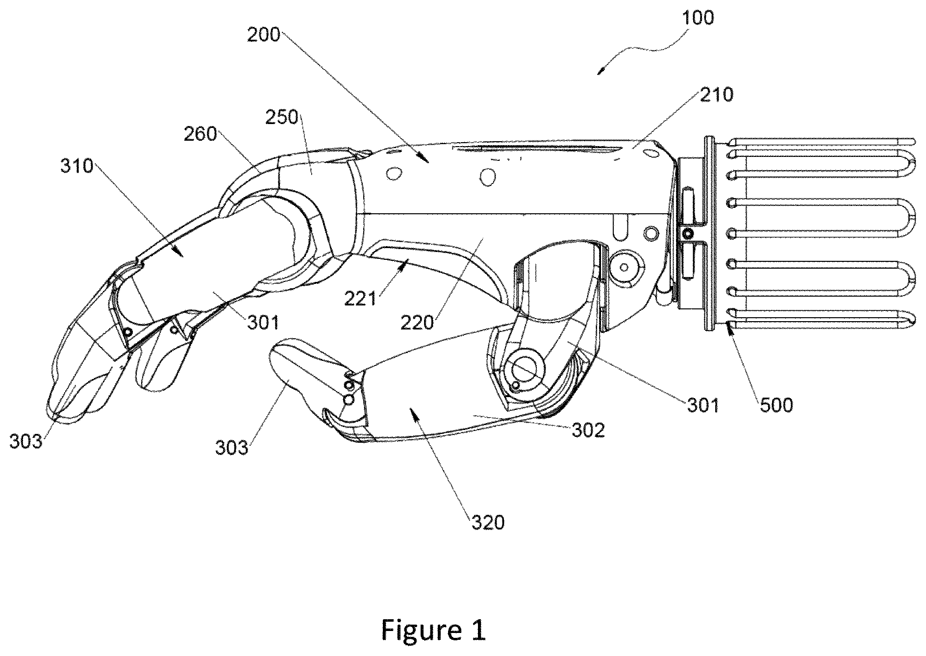 Patent US12090068 Figure 1 – Automated hand