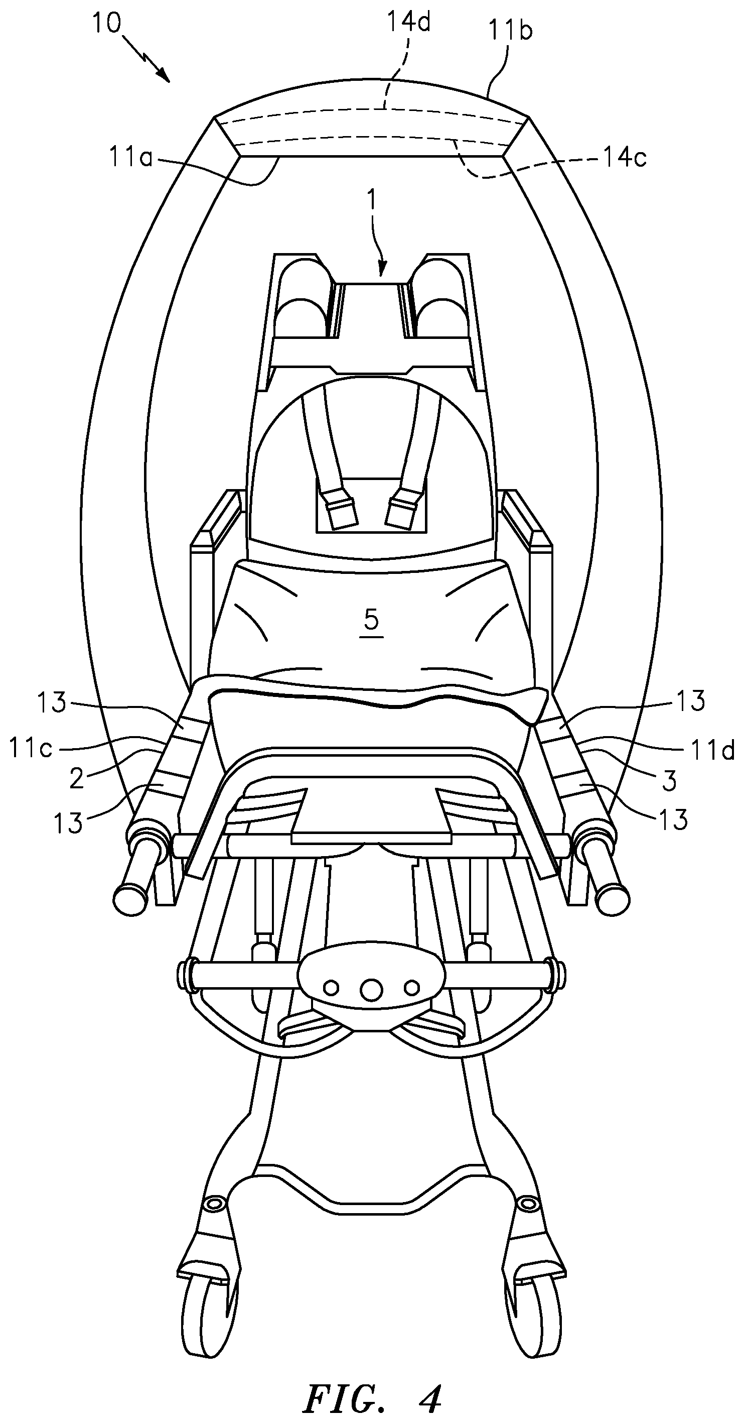 Patent US12090090 Figure 3 – Removable weather shield device for medical stretchers