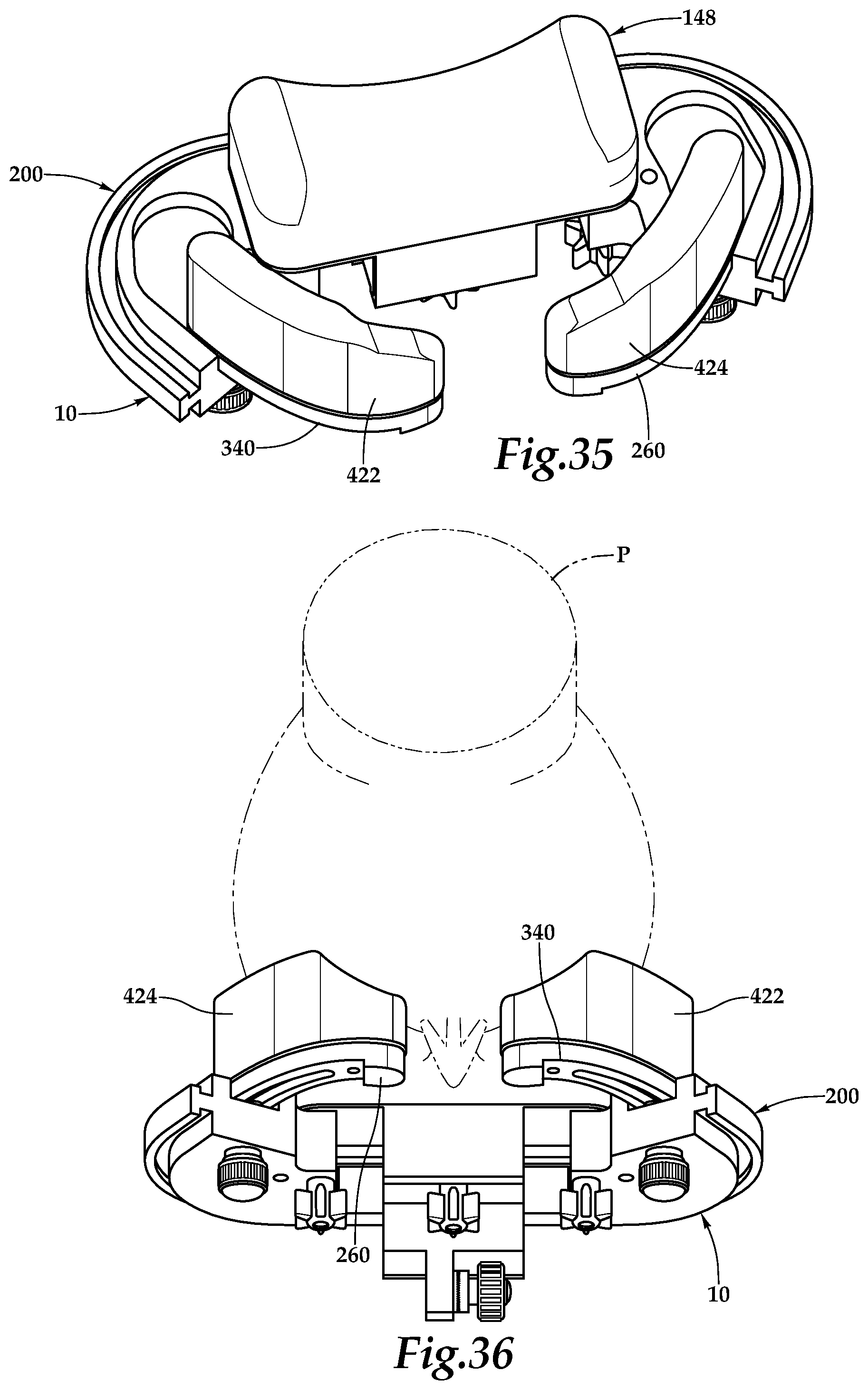Patent US12090093 Figure 14 – Surgical universal headrest including skull pin holder assembly