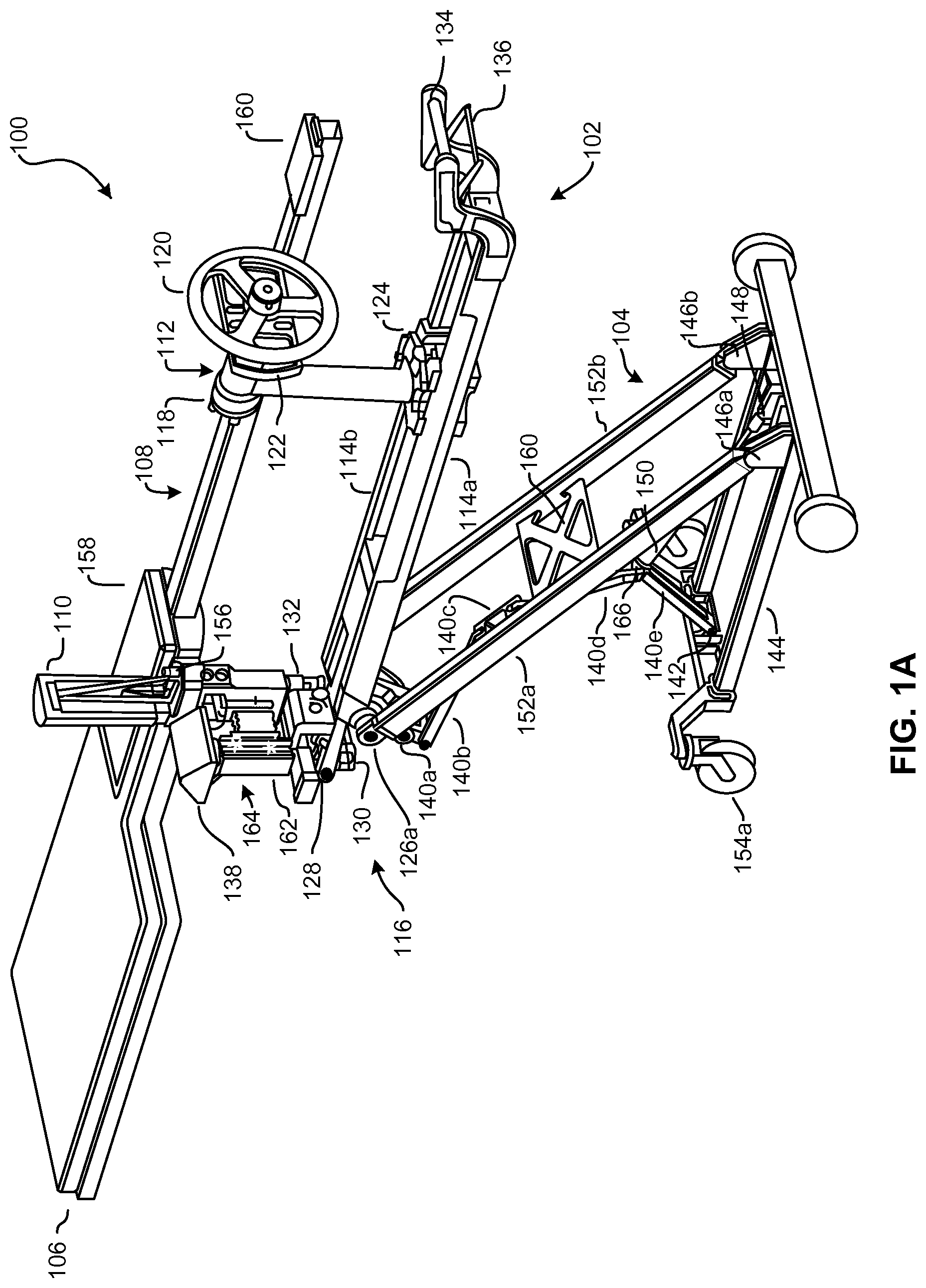 Patent US12090095 Figure 1 – Lower extremity positioning assembly and table extension