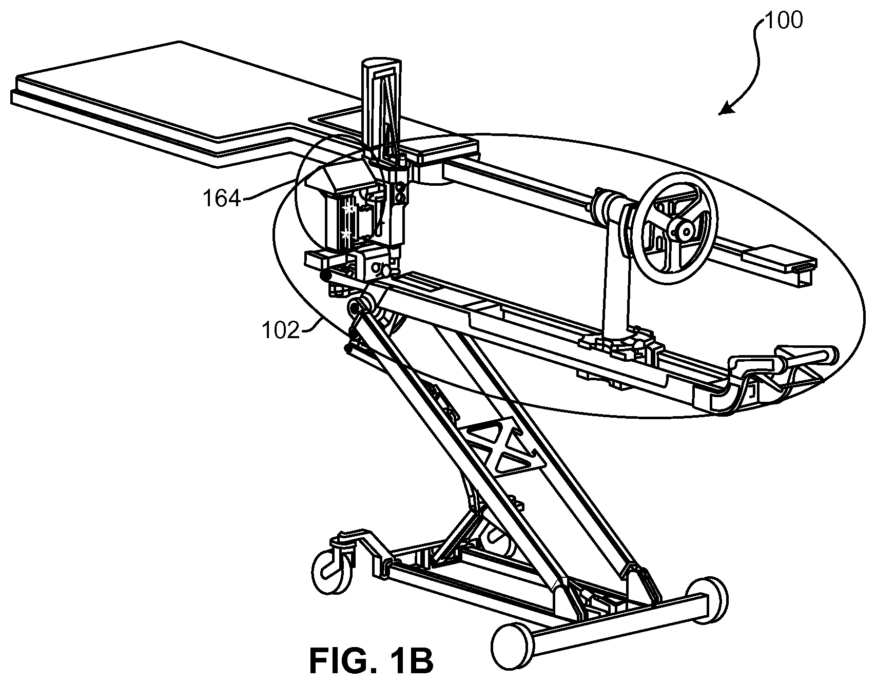 Patent US12090095 Figure 2 – Lower extremity positioning assembly and table extension