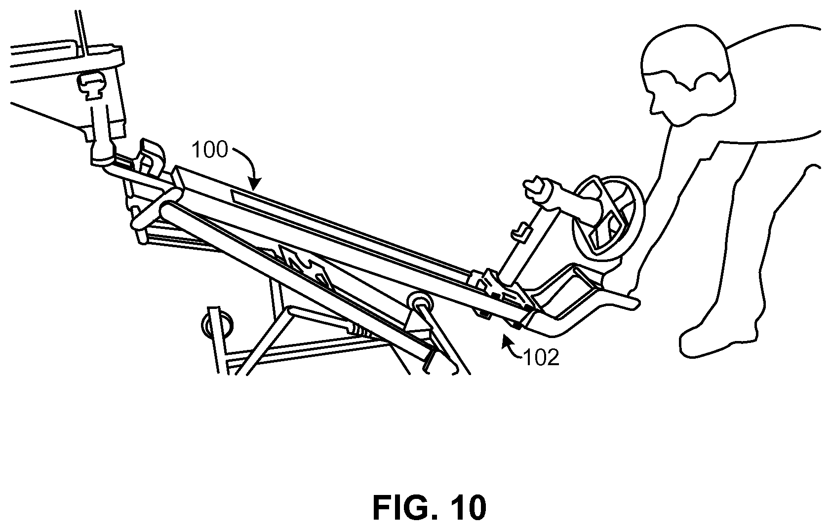 Patent US12090095 Figure 7 – Lower extremity positioning assembly and table extension