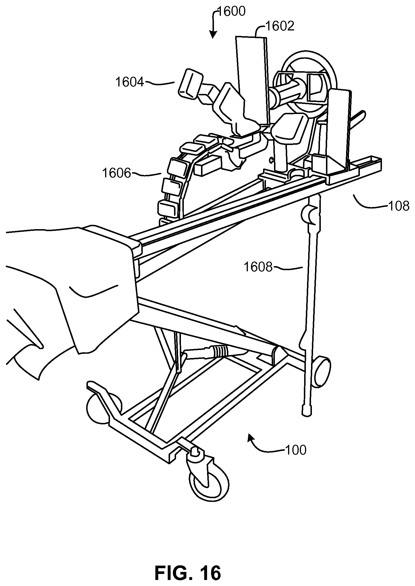 Patent US12090095 Figure 11 – Lower extremity positioning assembly and table extension
