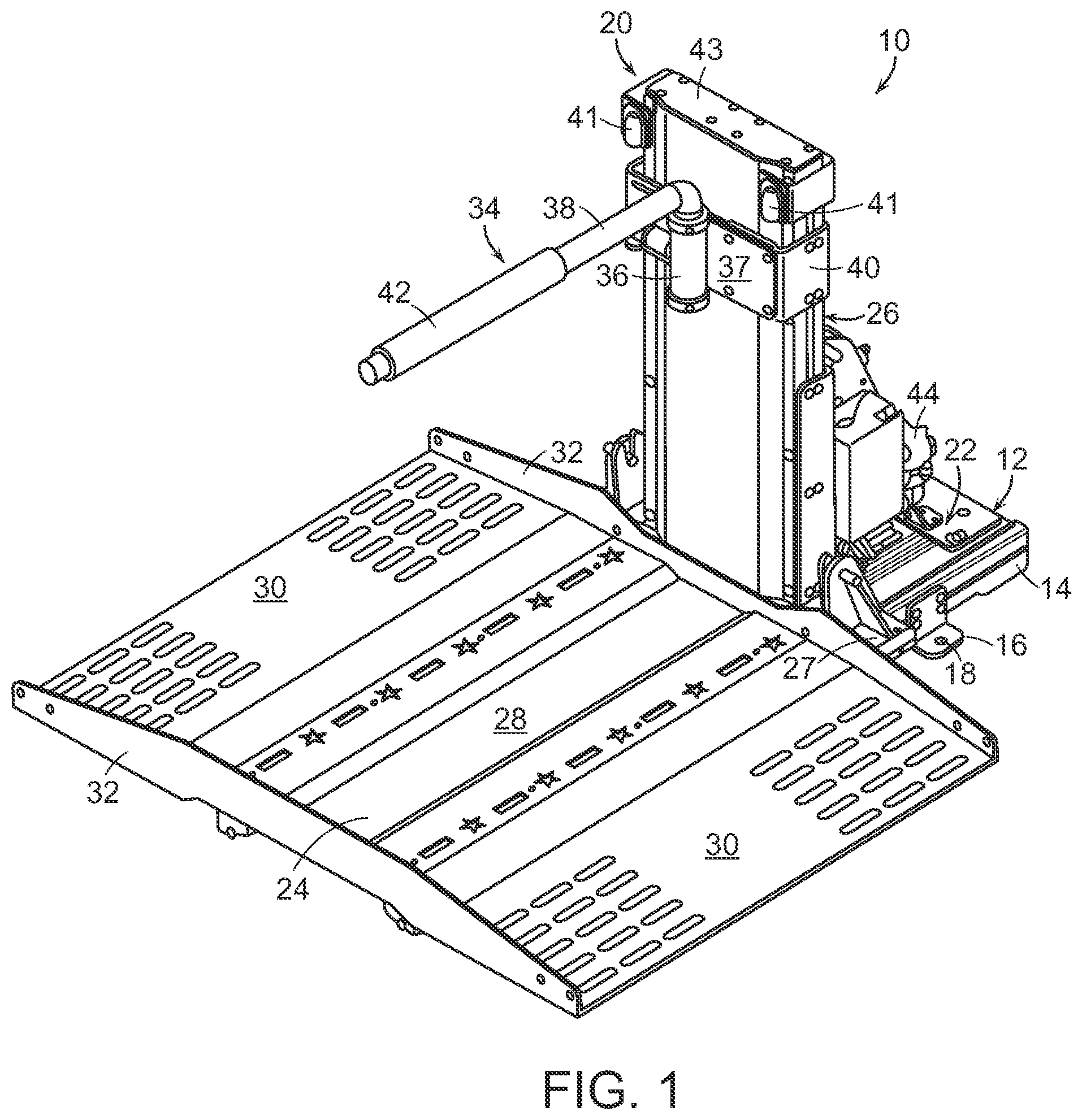 Patent US12090096 Figure 1 – Vehicle lift for mobility device