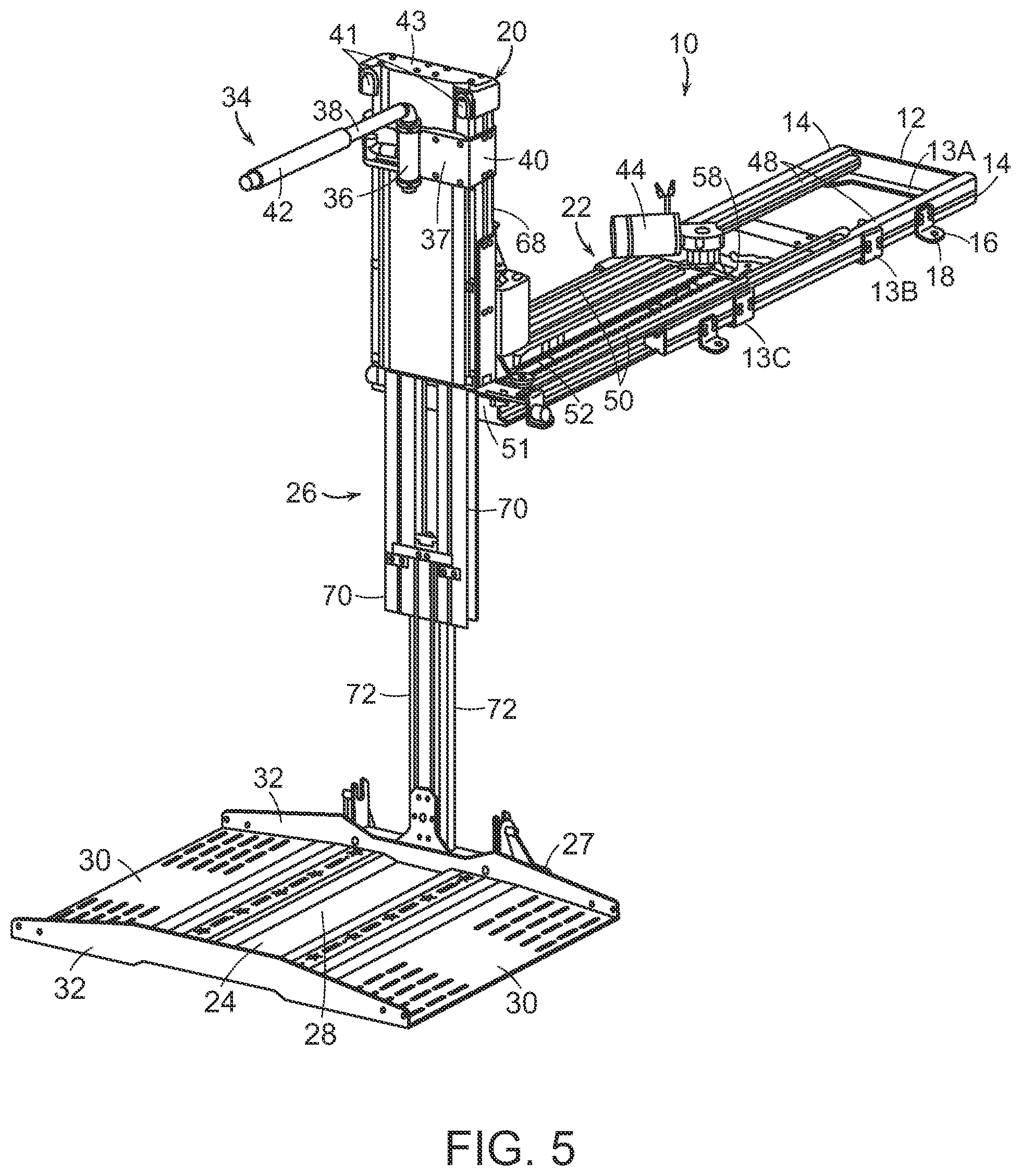 Patent US12090096 Figure 5 – Vehicle lift for mobility device