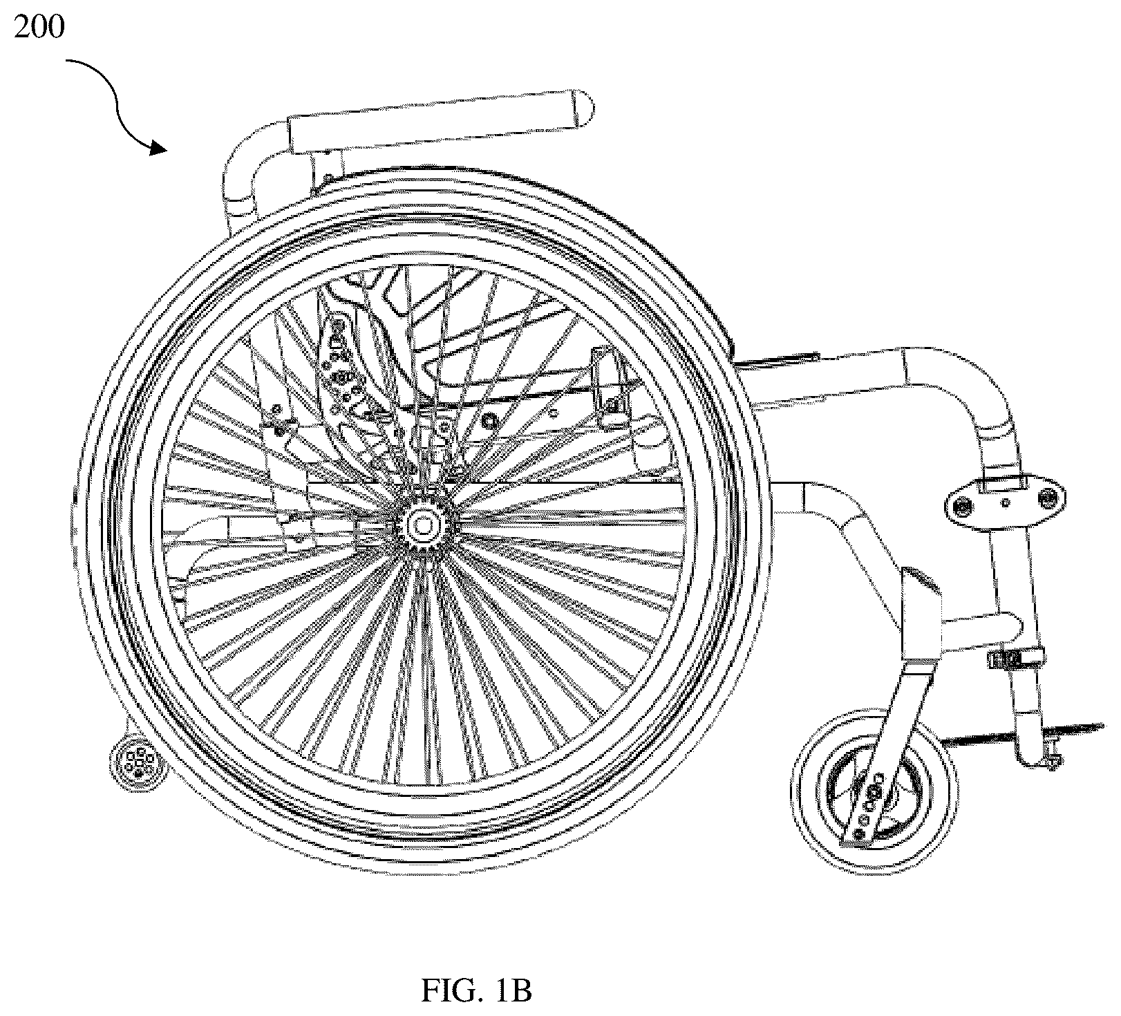 Patent US12090101 Figure 2 – Extended wheelchair and an attachment device for the wheelchair