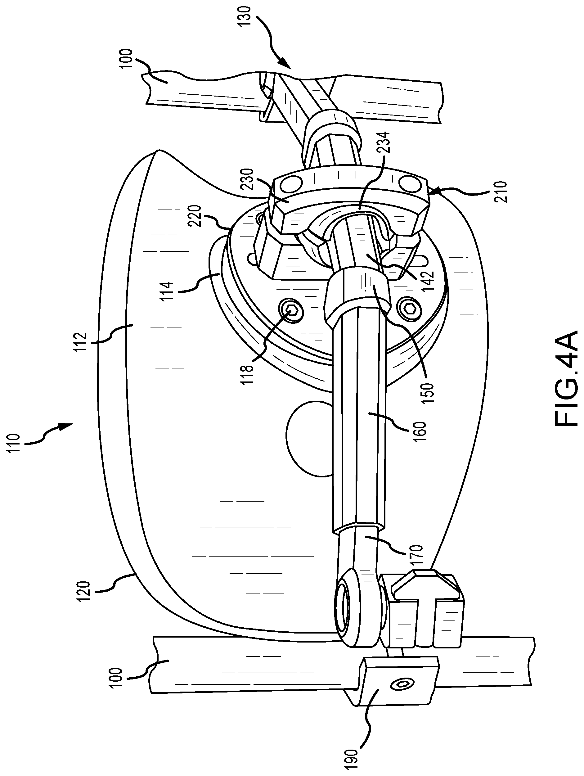 Patent US12090102 Figure 4 – Wheelchair back support adjustment system with central spherical joint
