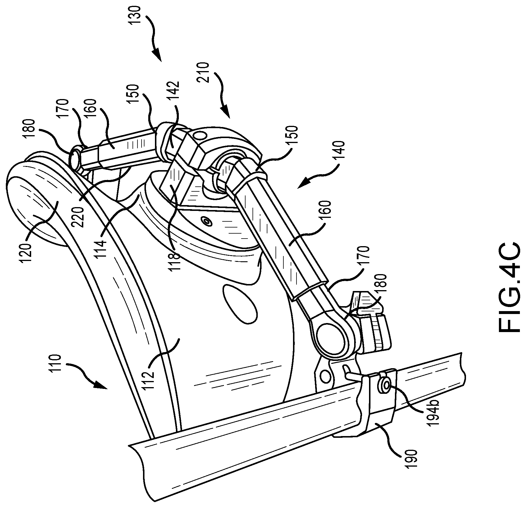 Patent US12090102 Figure 6 – Wheelchair back support adjustment system with central spherical joint