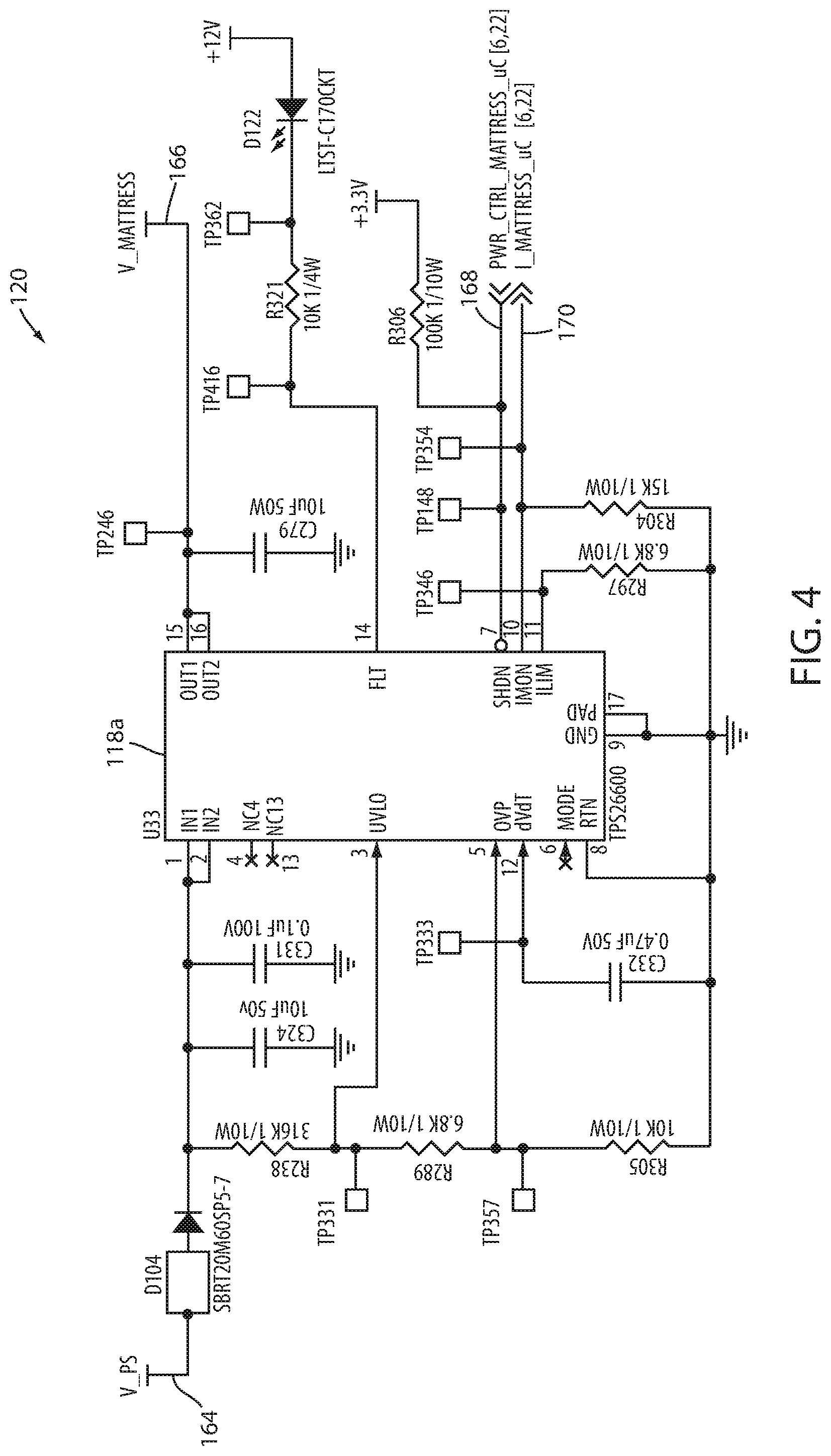 Patent US12090103 Figure 4 – Patient care system with power management