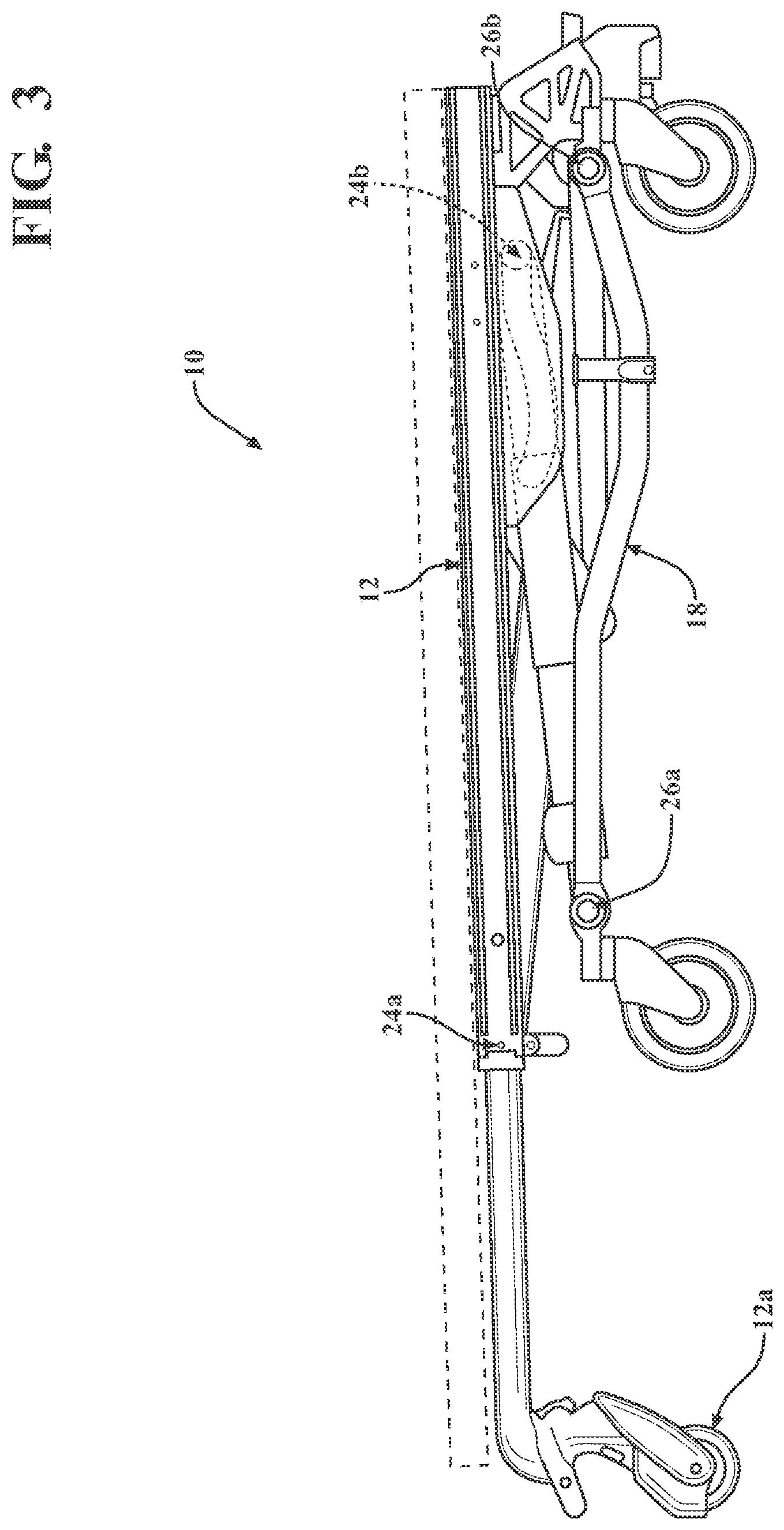 Patent US12090104 Figure 3 – Patient support apparatus with hydraulic oscillation dampening