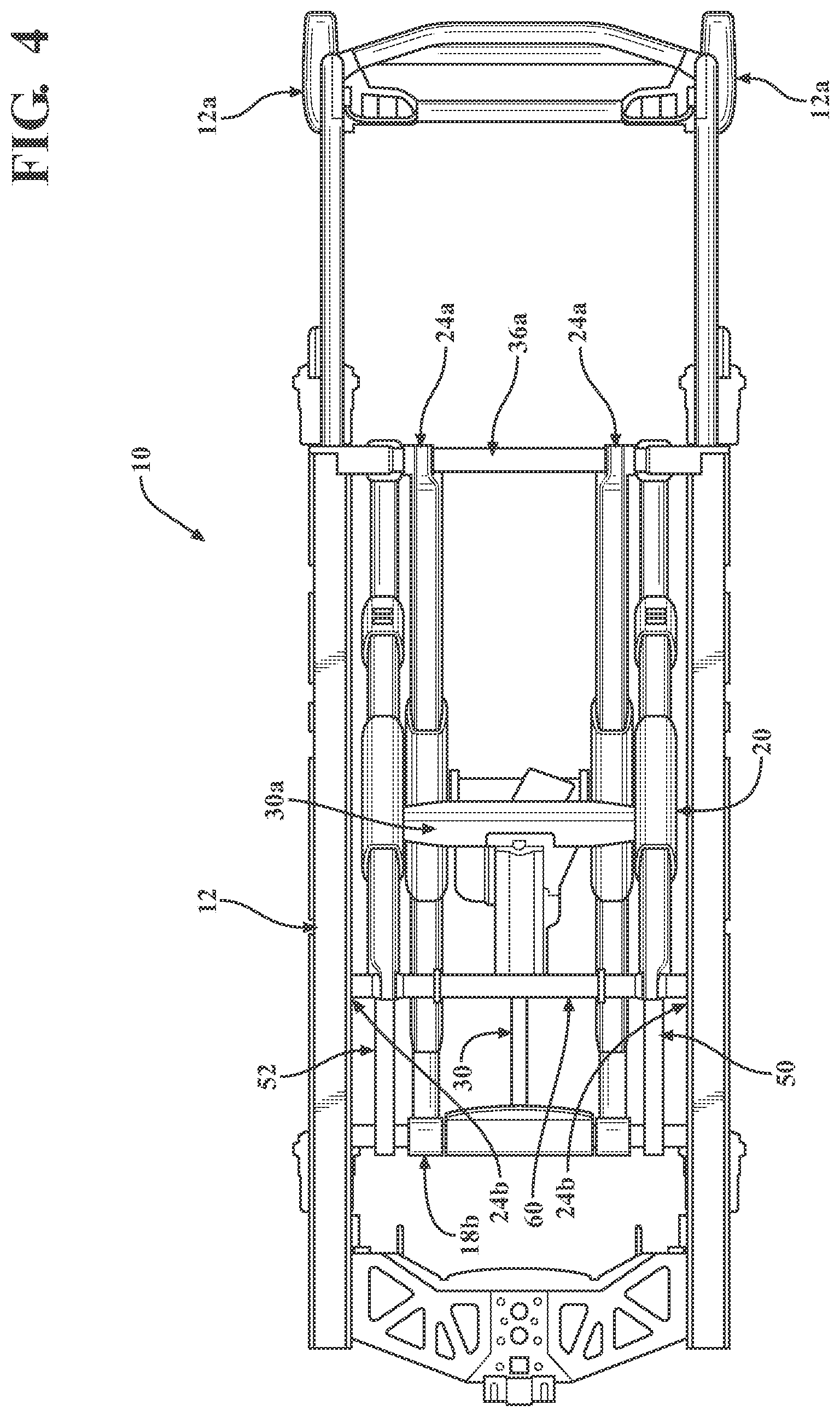 Patent US12090104 Figure 4 – Patient support apparatus with hydraulic oscillation dampening
