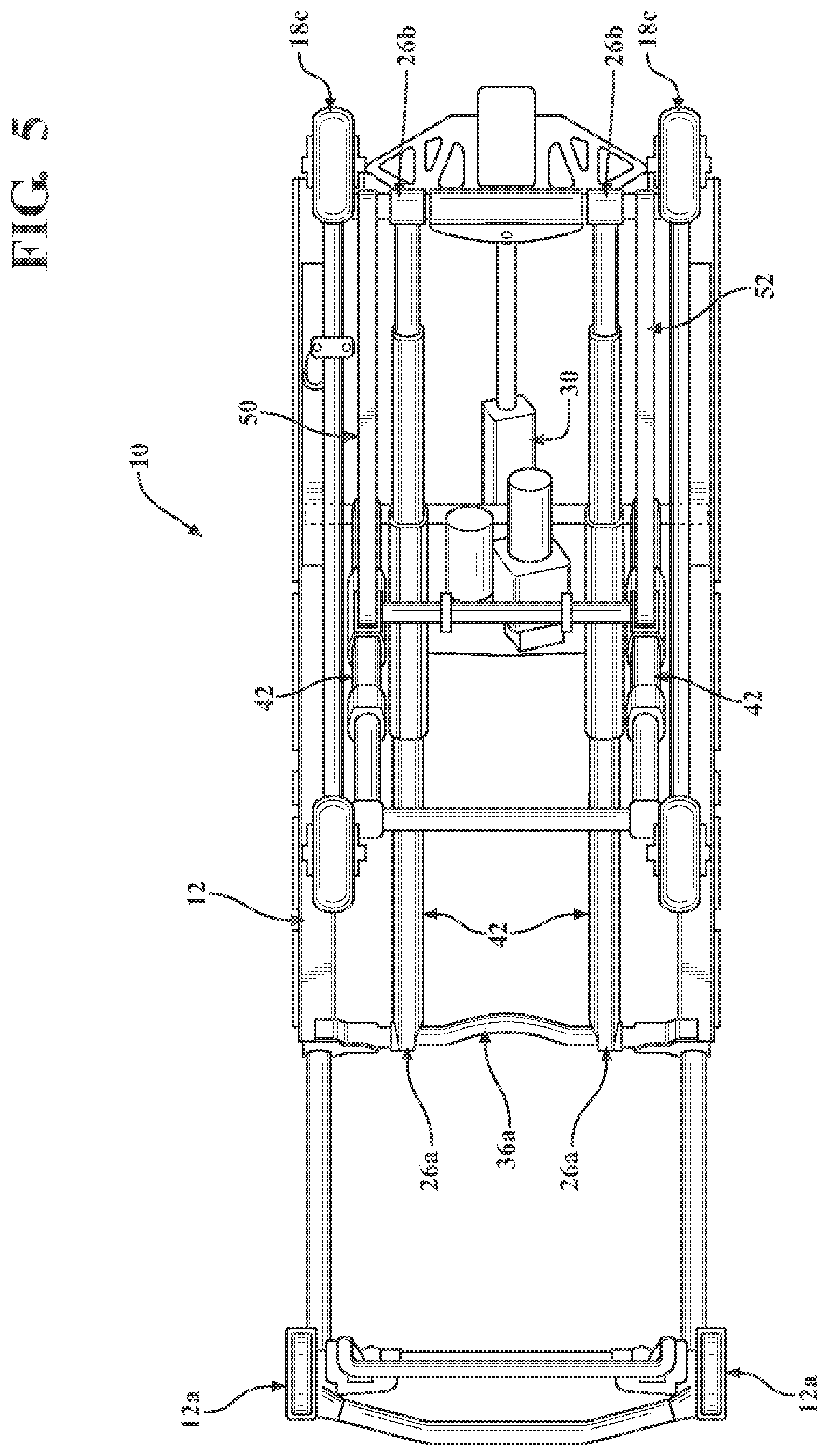 Patent US12090104 Figure 5 – Patient support apparatus with hydraulic oscillation dampening