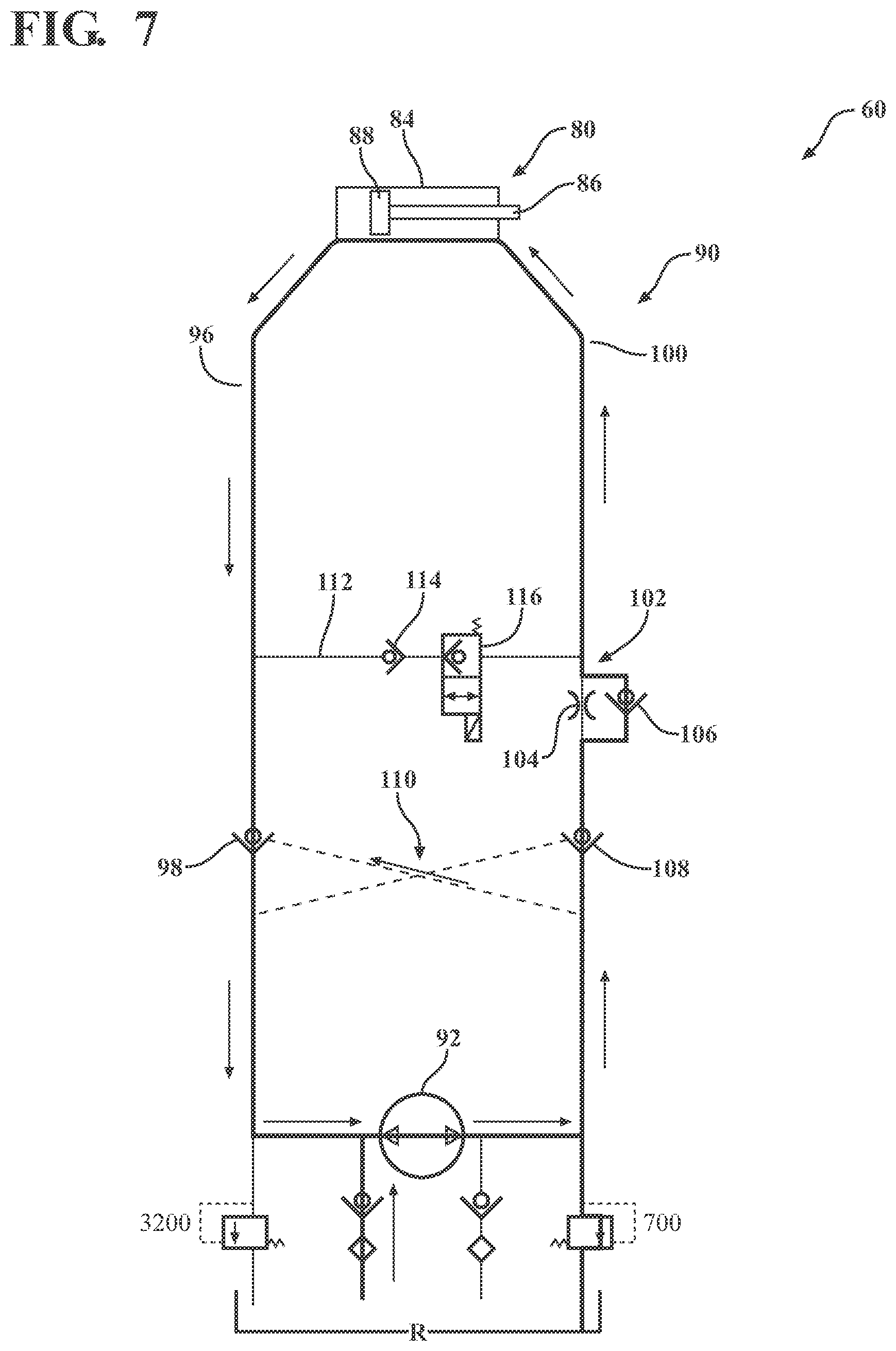 Patent US12090104 Figure 7 – Patient support apparatus with hydraulic oscillation dampening