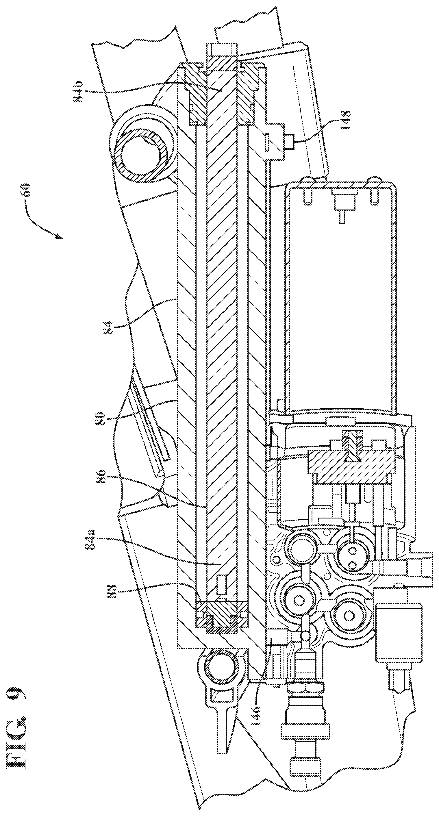 Patent US12090104 Figure 9 – Patient support apparatus with hydraulic oscillation dampening