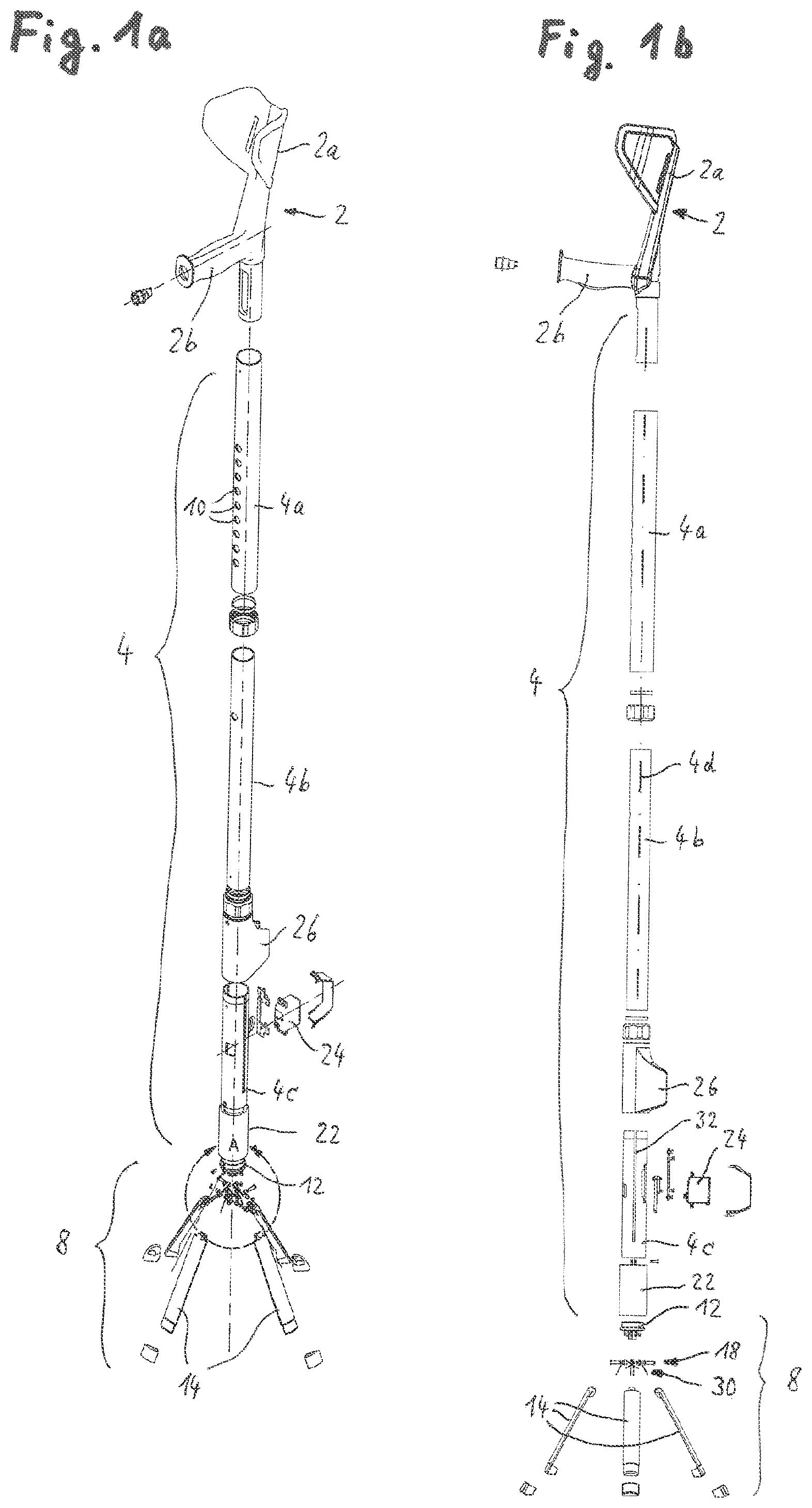Patent US12090114 Figure 1 – Walking aid with fold-out support legs for sitting down