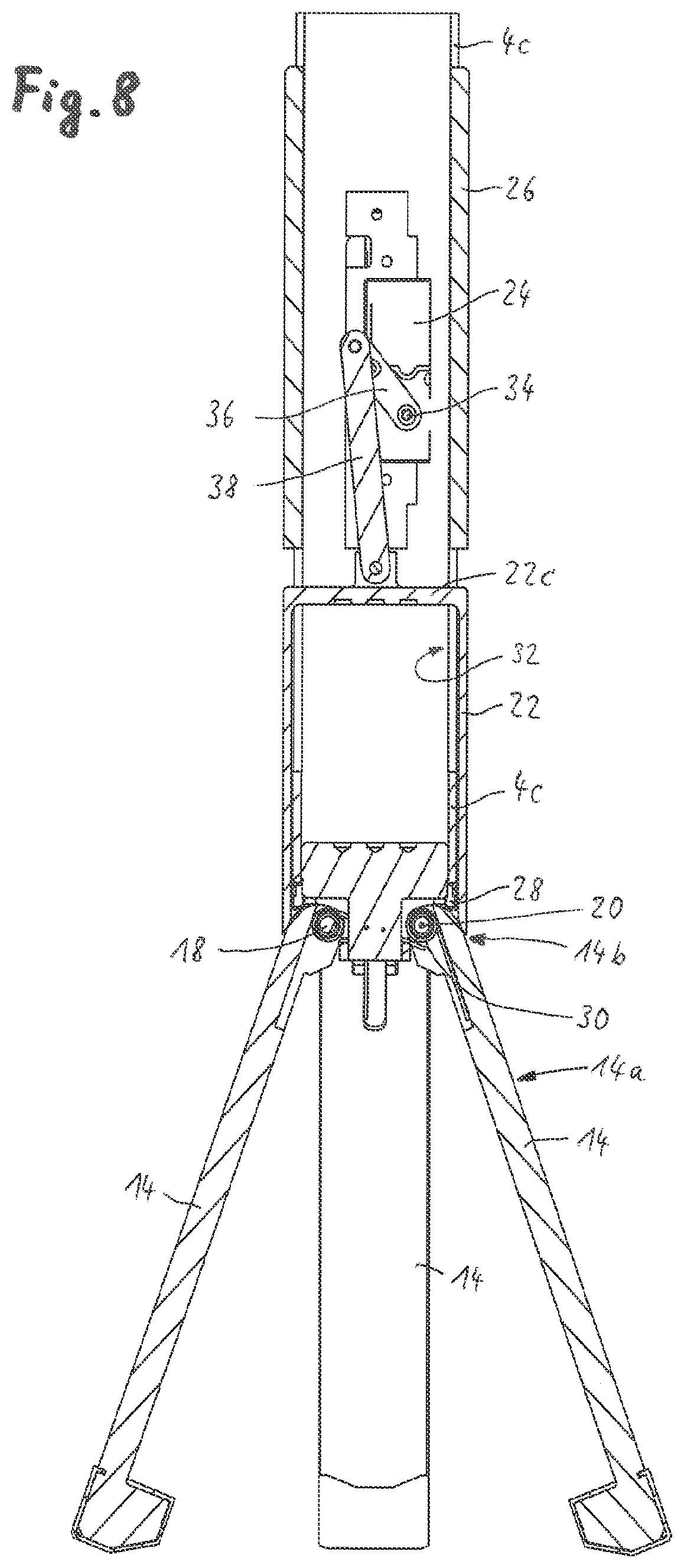 Patent US12090114 Figure 5 – Walking aid with fold-out support legs for sitting down