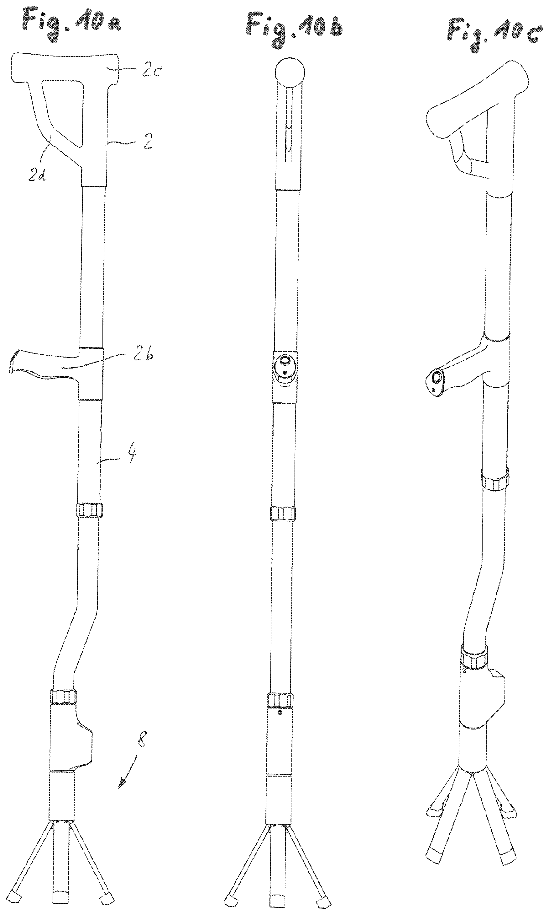 Patent US12090114 Figure 7 – Walking aid with fold-out support legs for sitting down