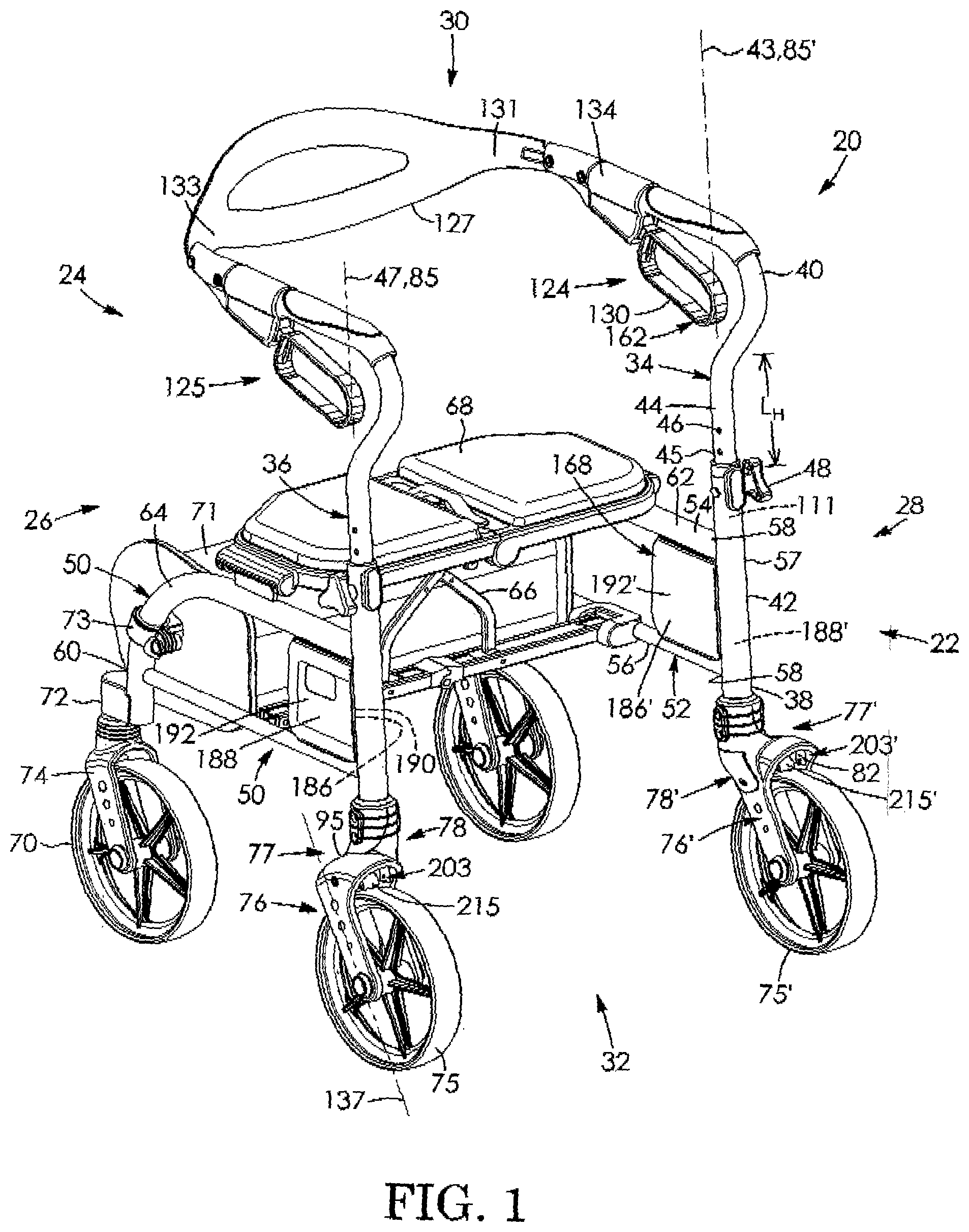 Patent US12090115 Figure 1 – Cable tension adjuster for height-adjustable wheeled vehicle
