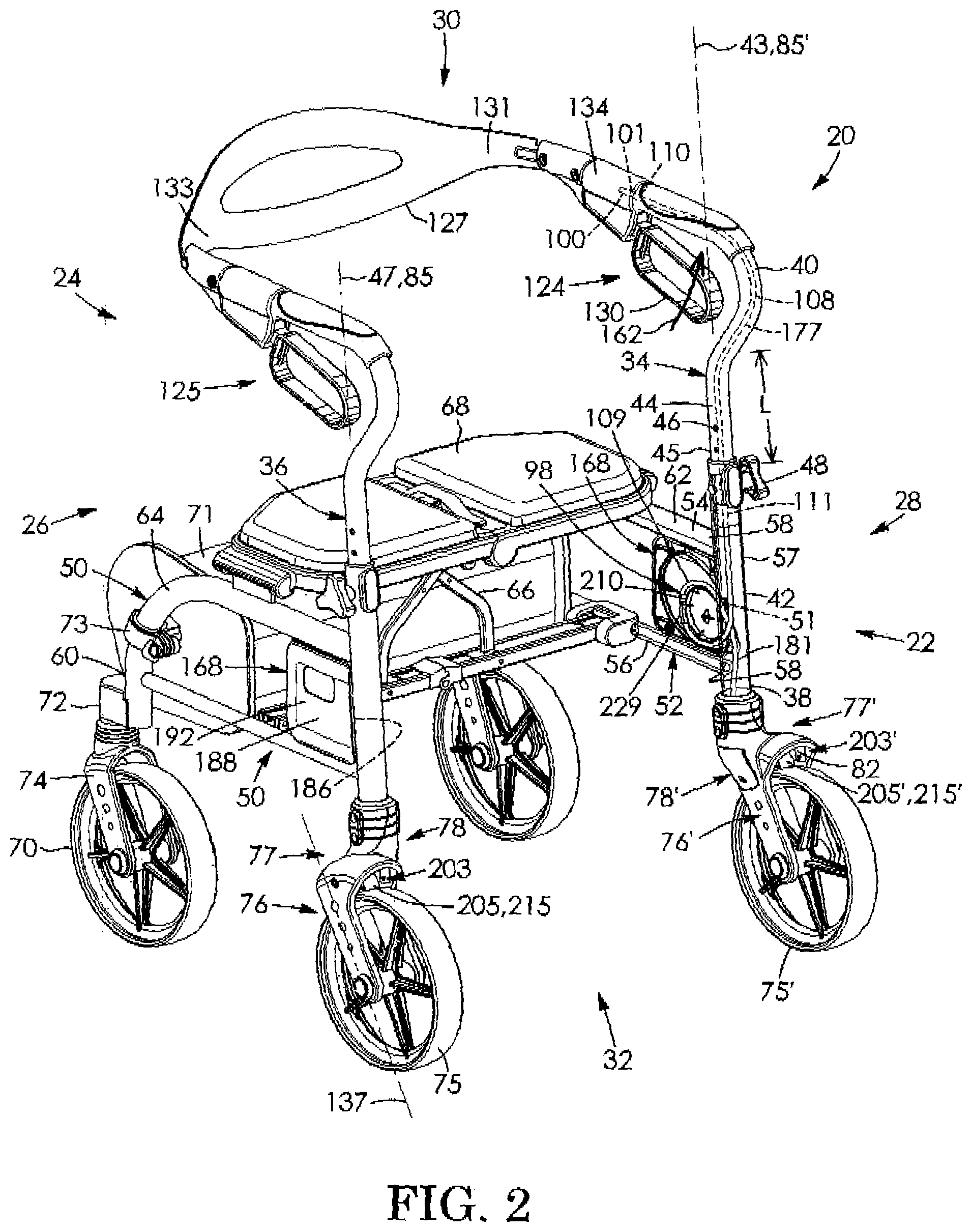 Patent US12090115 Figure 2 – Cable tension adjuster for height-adjustable wheeled vehicle