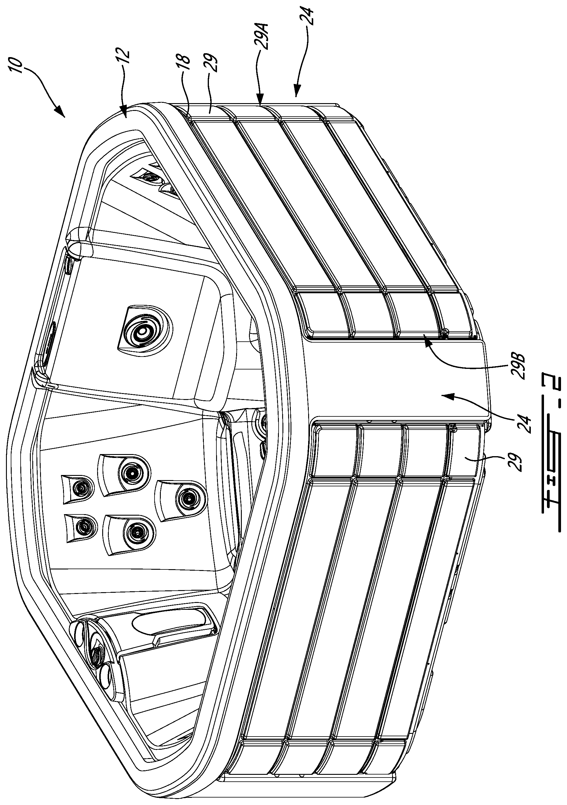 Patent US12090116 Figure 3 – Rotomolded spa and method of handling a spa